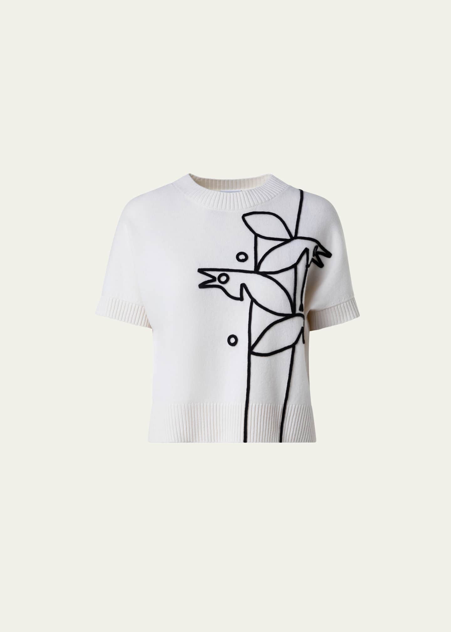 Akris punto Bird String Application Wool Cashmere Sweater