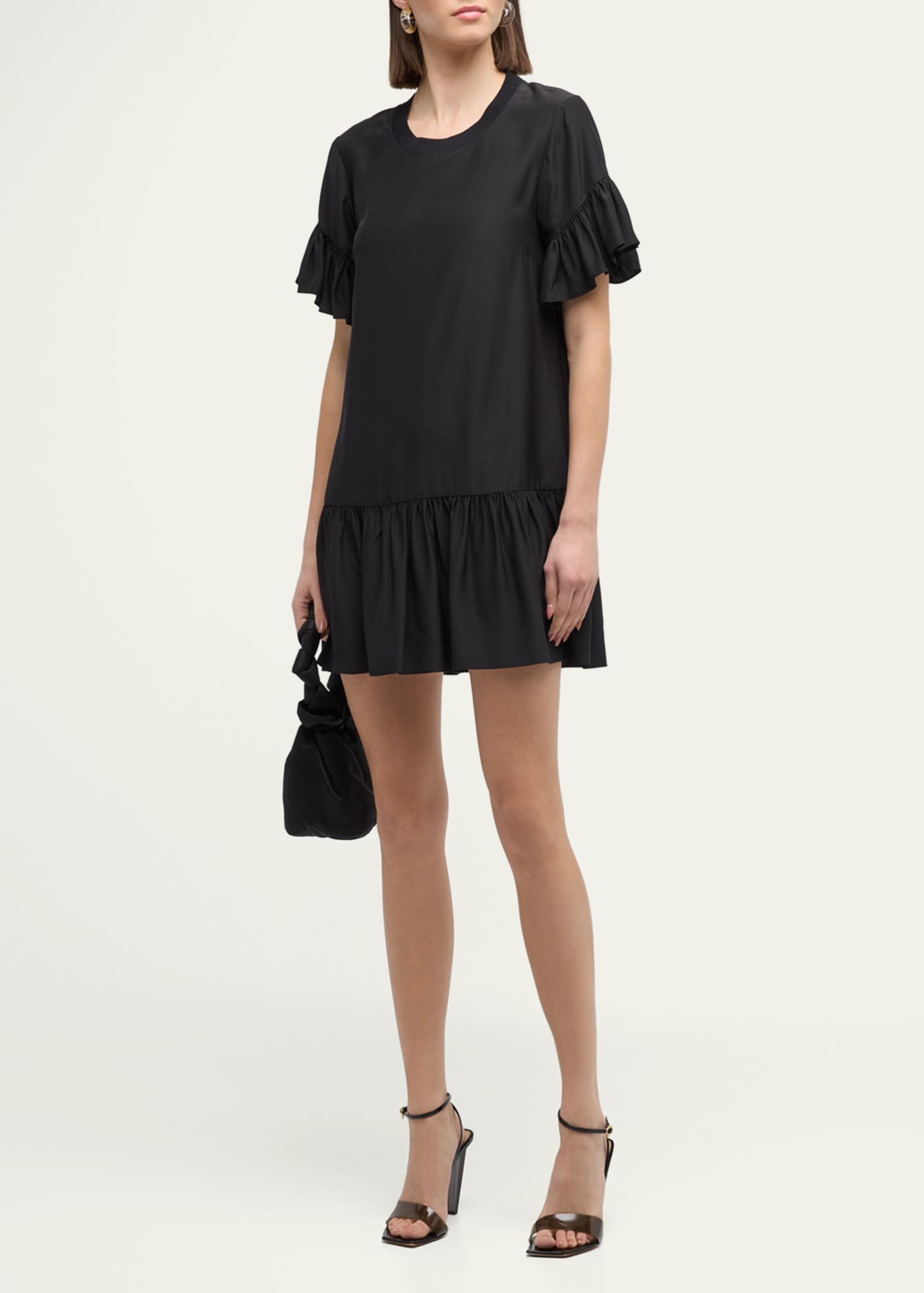 Cinq a Sept Leilah Silk Dropped-Waist Flounce Mini Dress Image 2 of 5