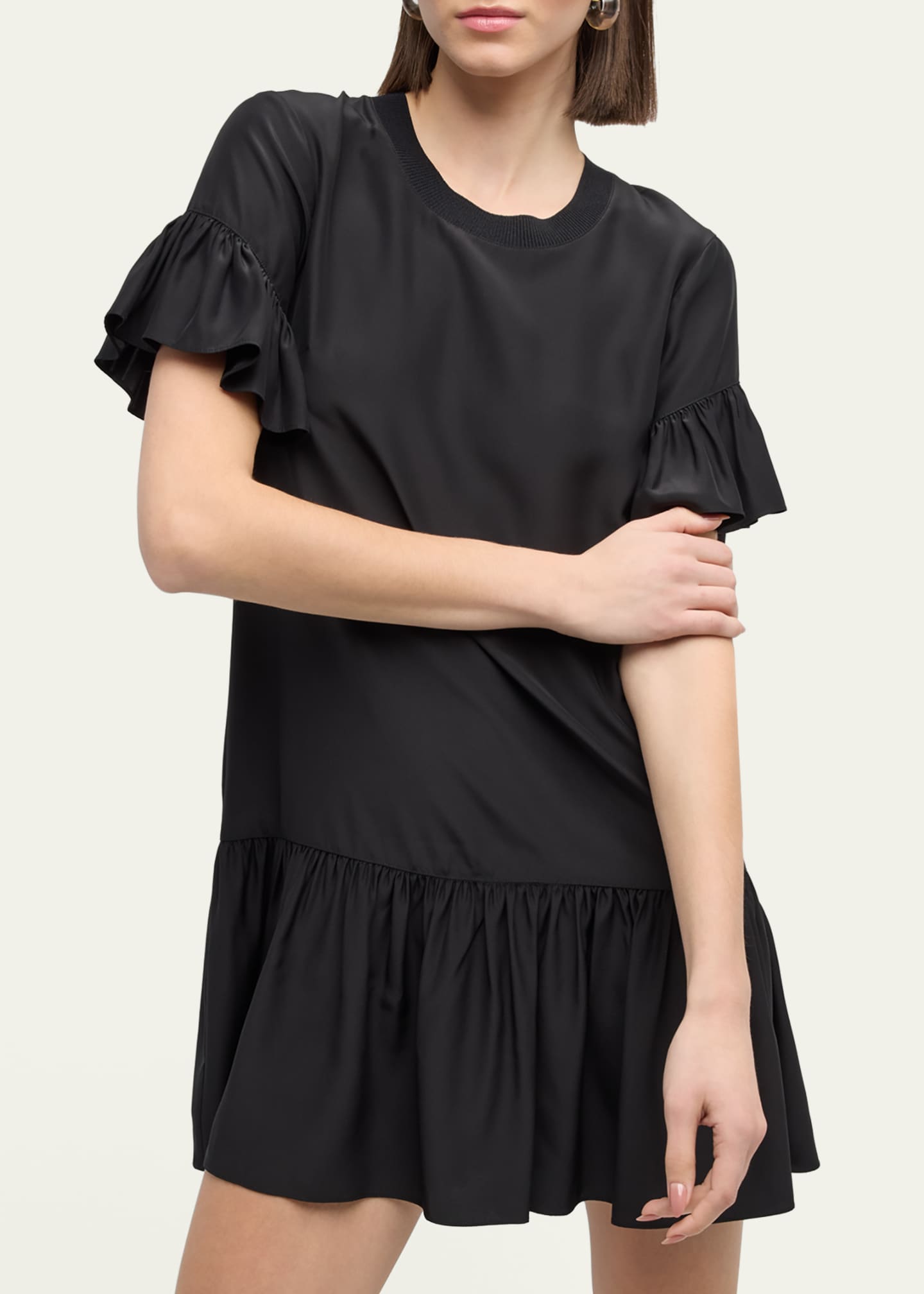 Cinq a Sept Leilah Silk Dropped-Waist Flounce Mini Dress Image 4 of 5