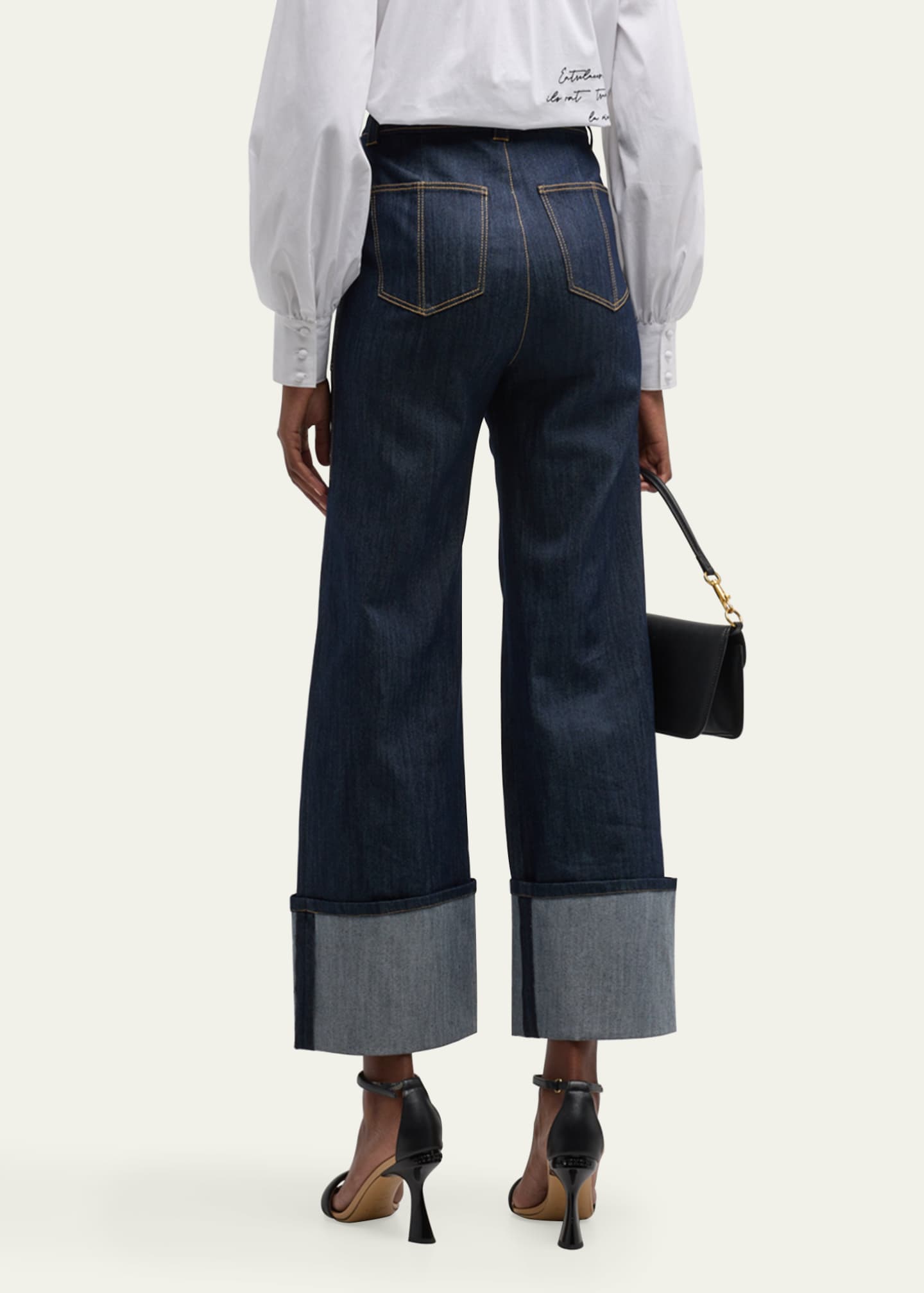 Cinq a Sept Benji Cuffed Ankle Topstitched Denim Pants Image 3 of 5