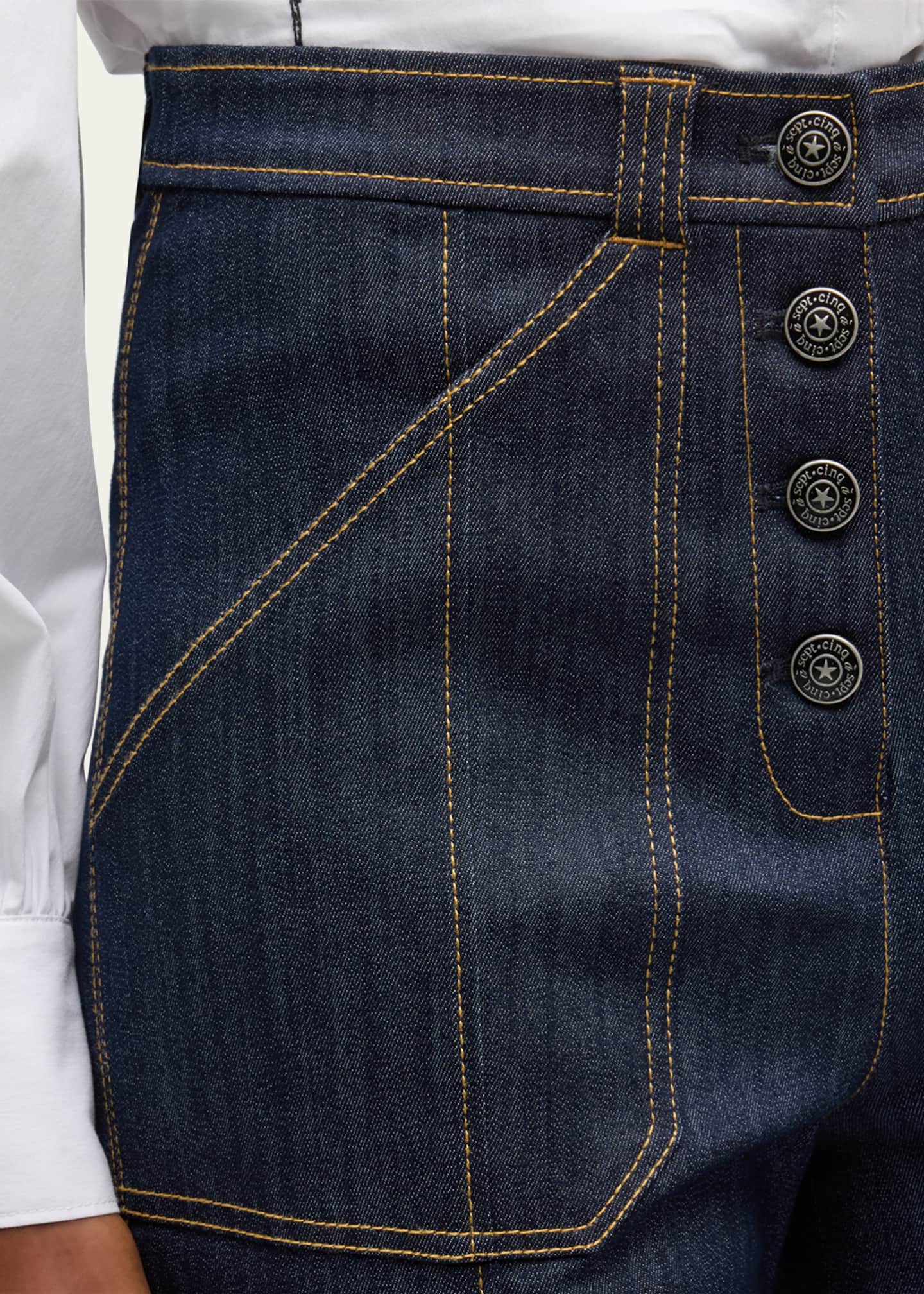 Cinq a Sept Benji Cuffed Ankle Topstitched Denim Pants Image 5 of 5