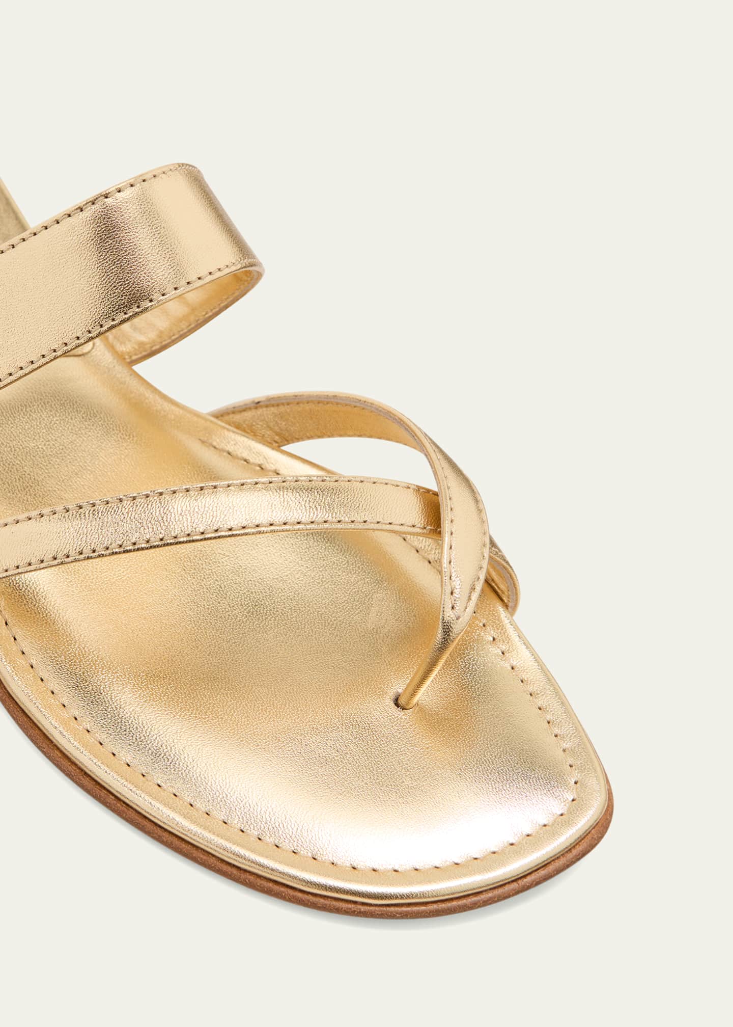 Manolo Blahnik Susa Metallic Crisscross Flat Sandals Image 5 of 5
