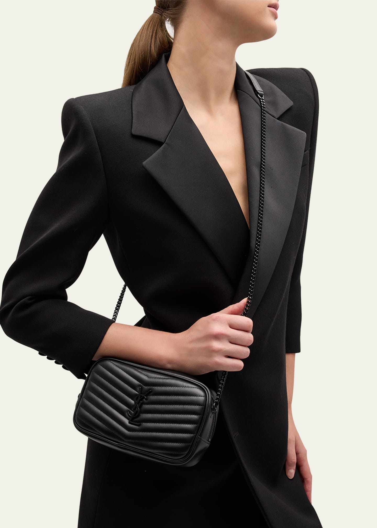 Saint Laurent Lou Mini YSL Camera Bag in Smooth Quilted Leather Image 2 of 5