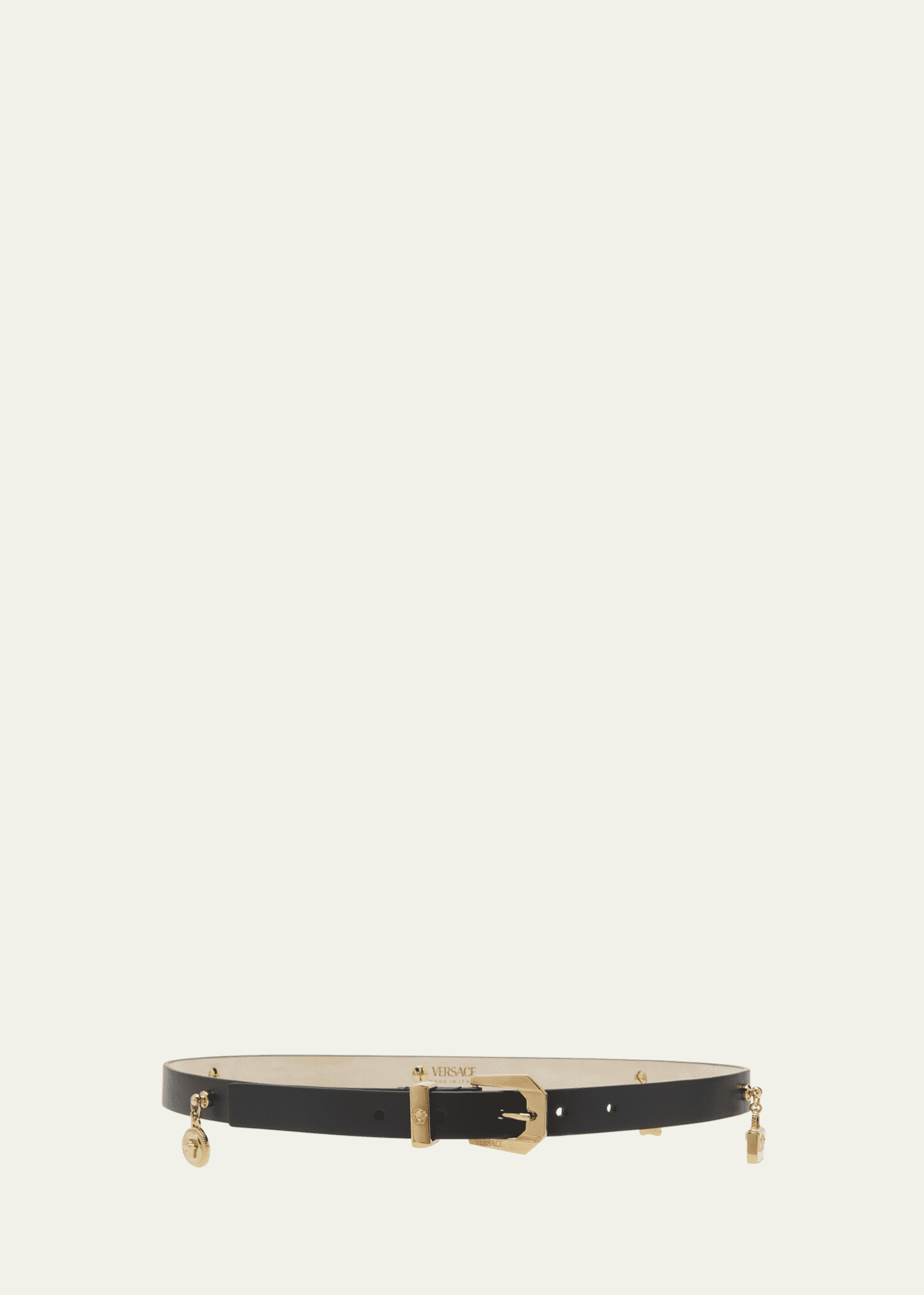 Versace H20 Medusa Charm Leather & Brass Belt Image 1 of 2