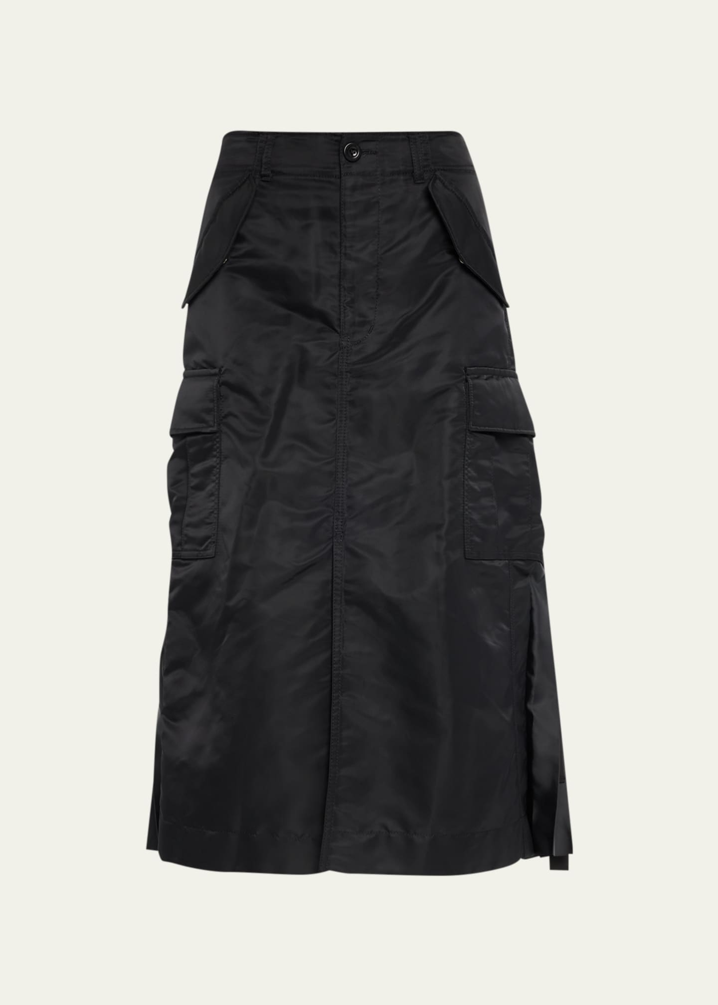 SACAI Nylon-Twill Pleated Cargo Midi Skirt - Bergdorf Goodman