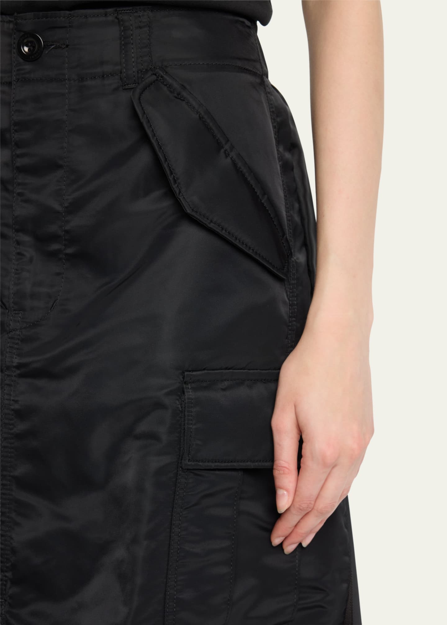 SACAI Nylon-Twill Pleated Cargo Midi Skirt - Bergdorf Goodman