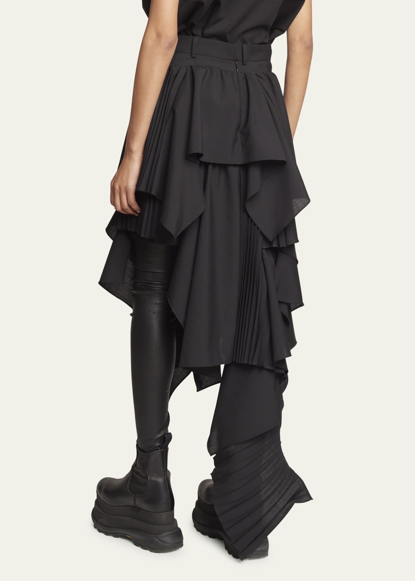 SACAI Ruffled Asymmetric Suiting Skirt - Bergdorf Goodman