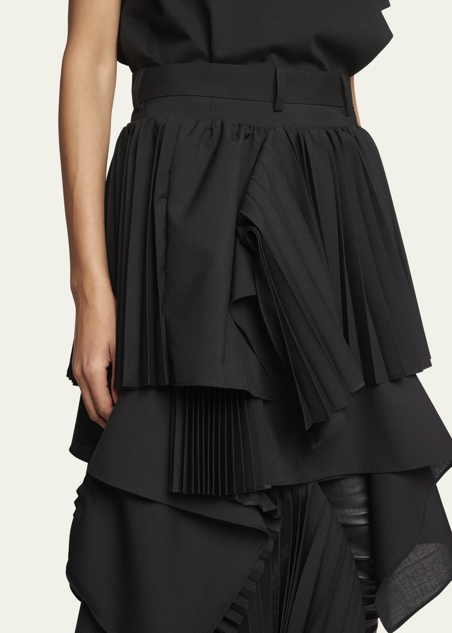SACAI Ruffled Asymmetric Suiting Skirt - Bergdorf Goodman