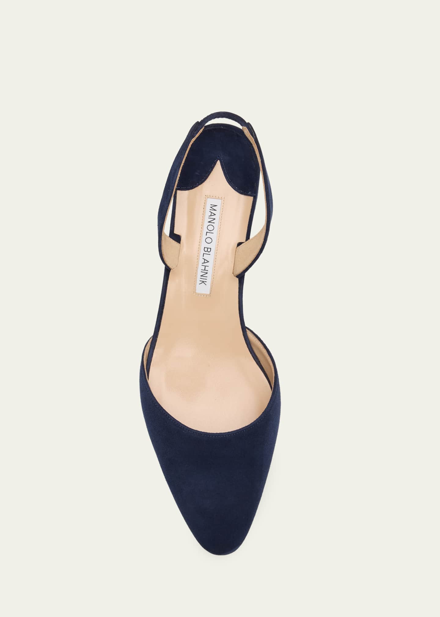 MANOLO BLAHNIK スリングバック ハイヒール　23.5 ネイビー Manolo Blahnik Aspro Suede Slingback Ballerina Pumps - Bergdorf