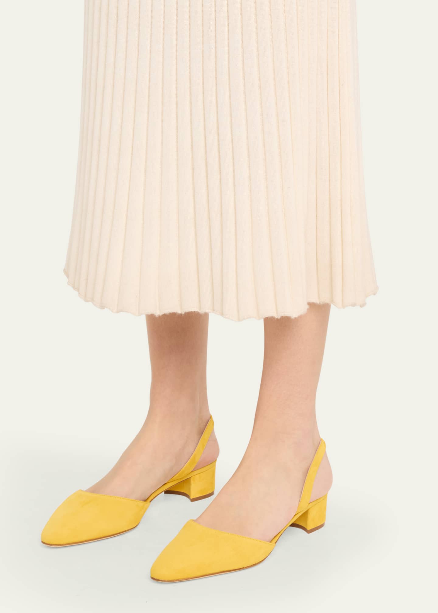 Manolo Blahnik Aspro Suede Slingback Ballerina Pumps Image 2 of 6