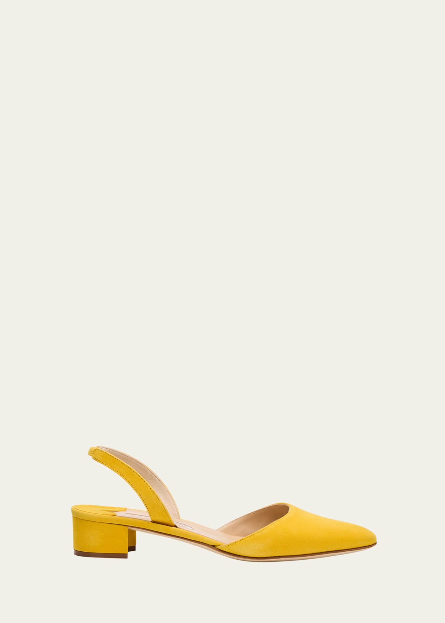 Manolo Blahnik Aspro Suede Slingback Ballerina Pumps Image 1 of 6