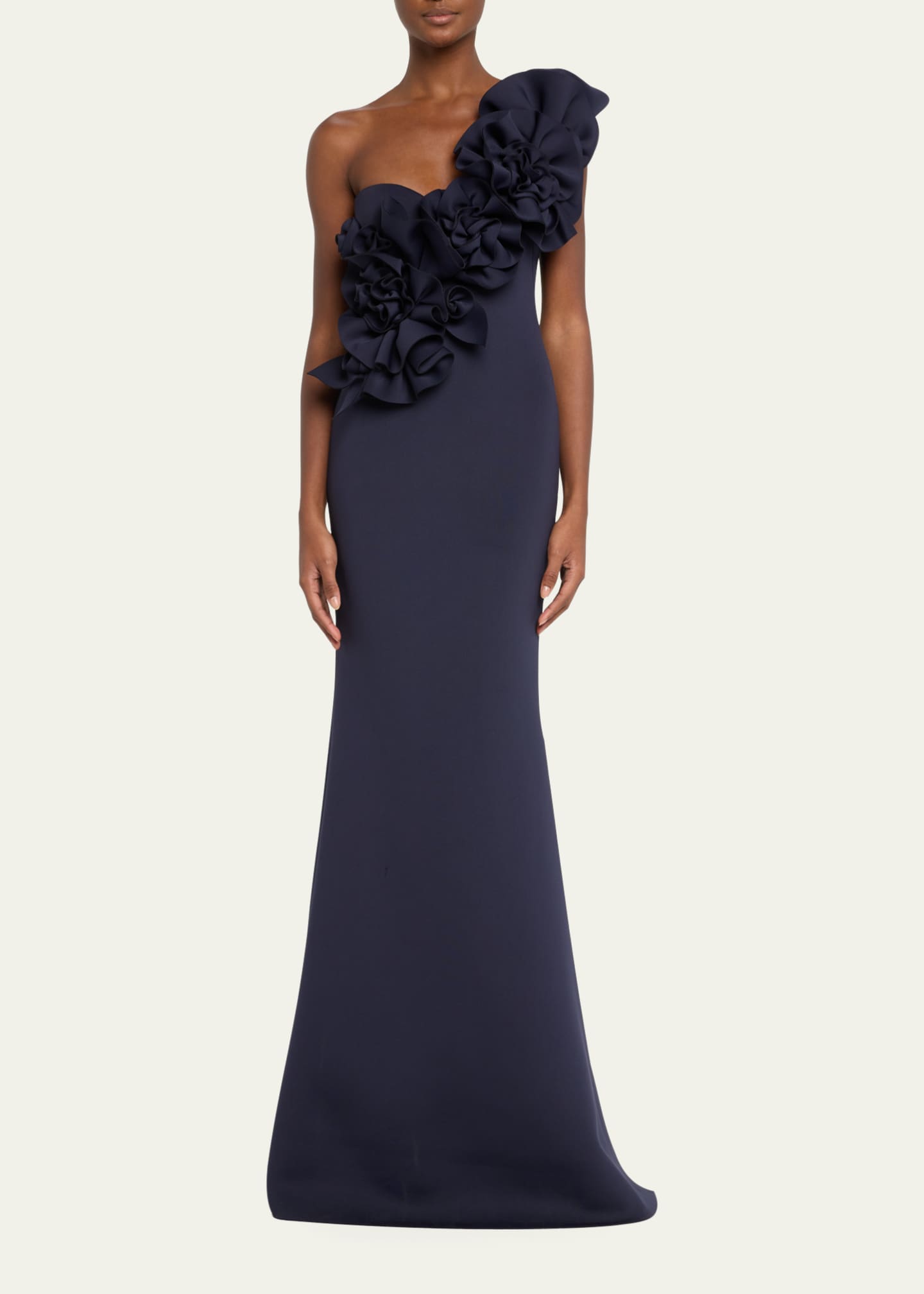 Badgley mischka one online shoulder dress