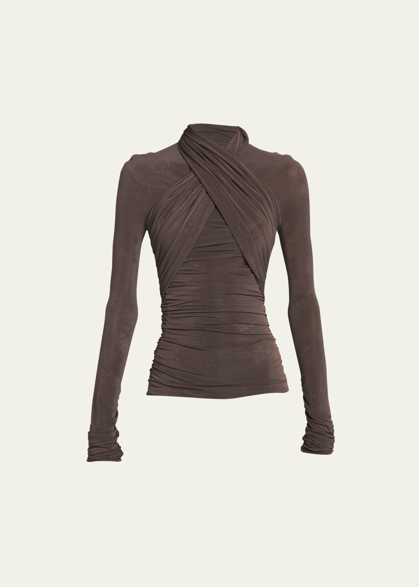 Saint Laurent Ruched Wrap Fitted Jersey Top Image 1 of 5