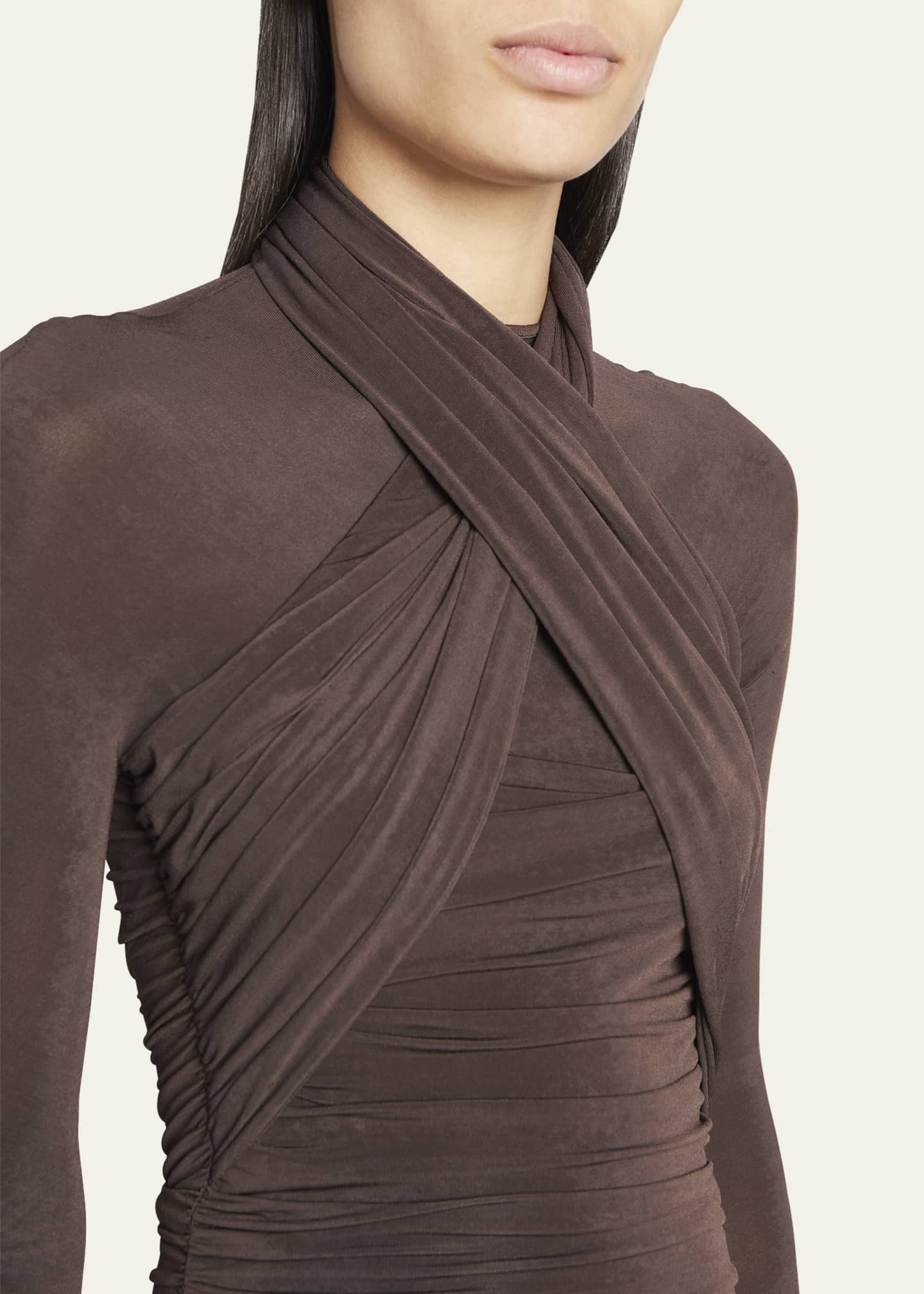 Saint Laurent Ruched Wrap Fitted Jersey Top Image 5 of 5