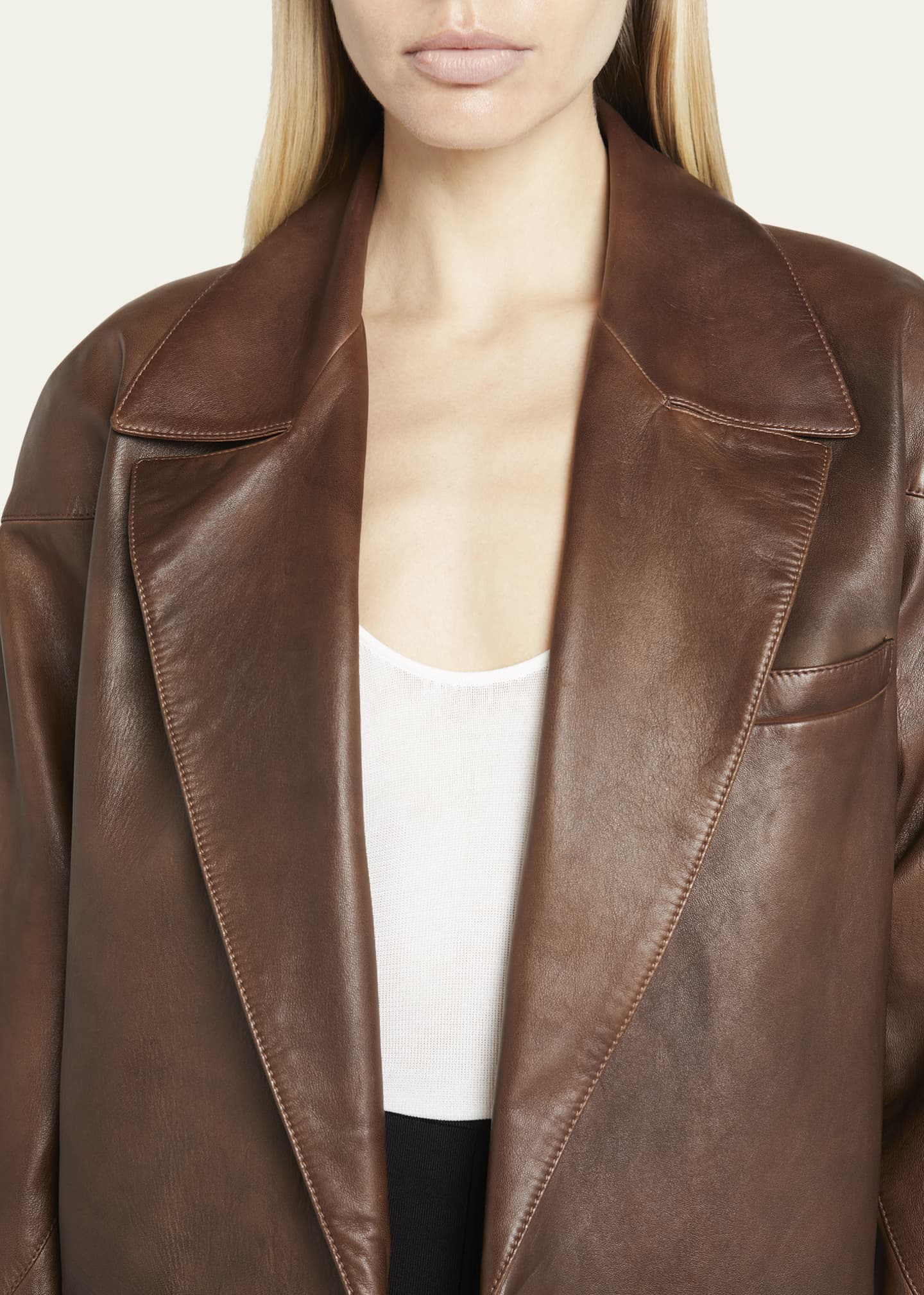Saint Laurent Oversized Leather Blazer Image 5 of 5