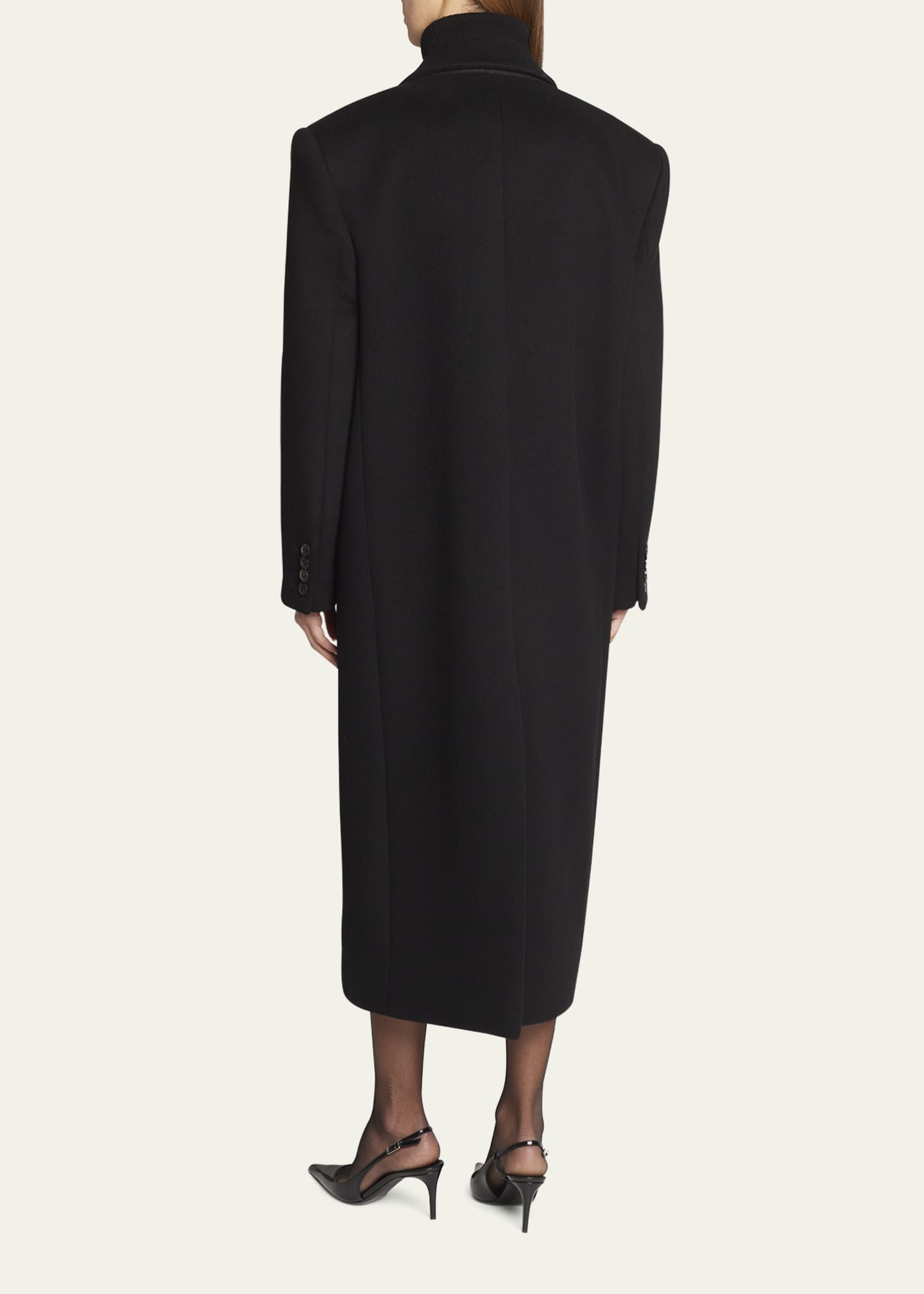 Saint Laurent Double-Breasted Wool Top Coat Image 3 of 5