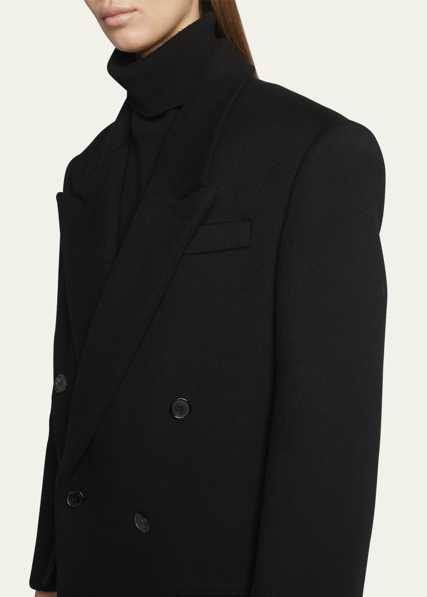 Saint Laurent Double-Breasted Wool Top Coat Image 5 of 5