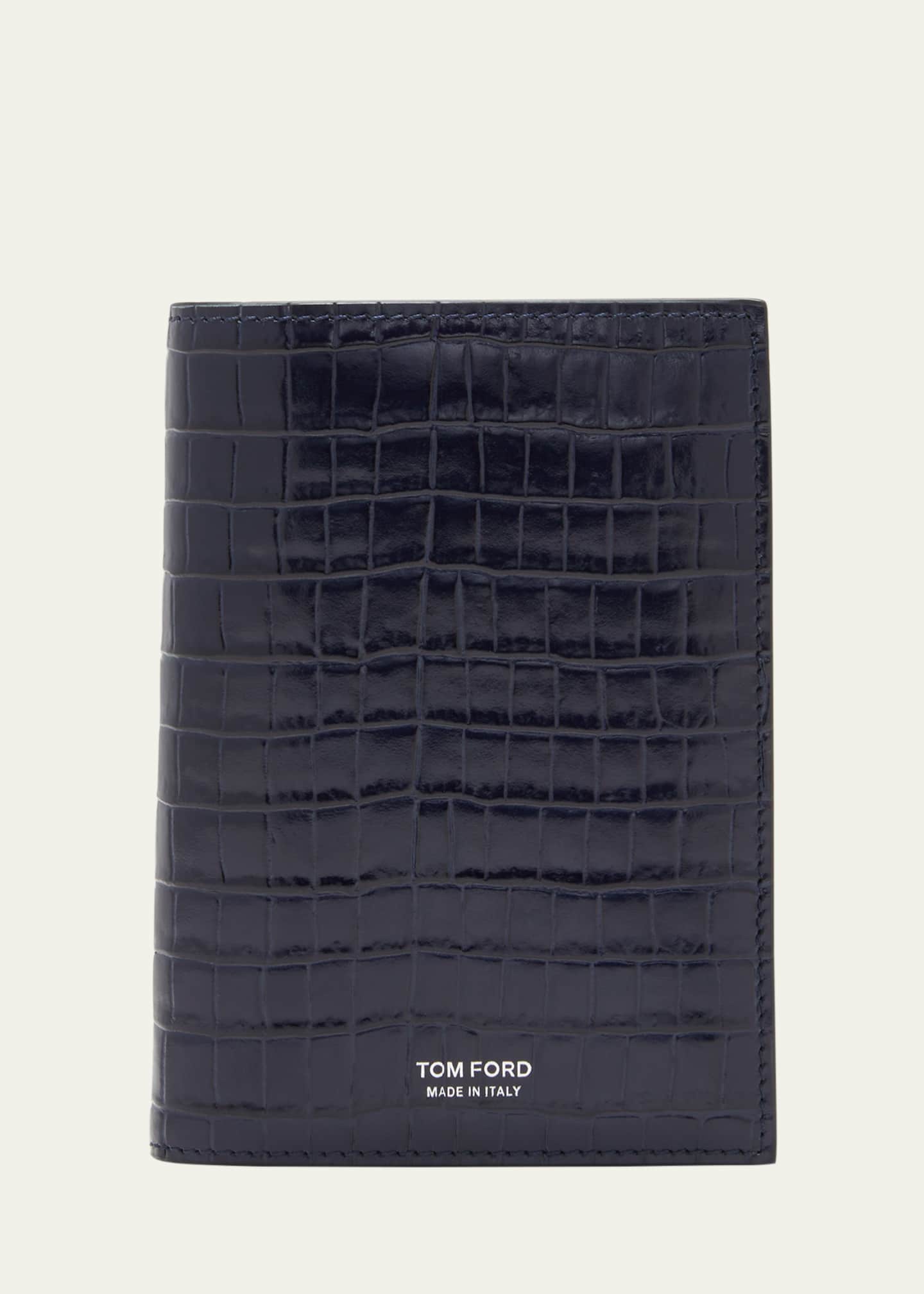 Tom Ford Men's Croc-effect Leather T-Line Passport Holder