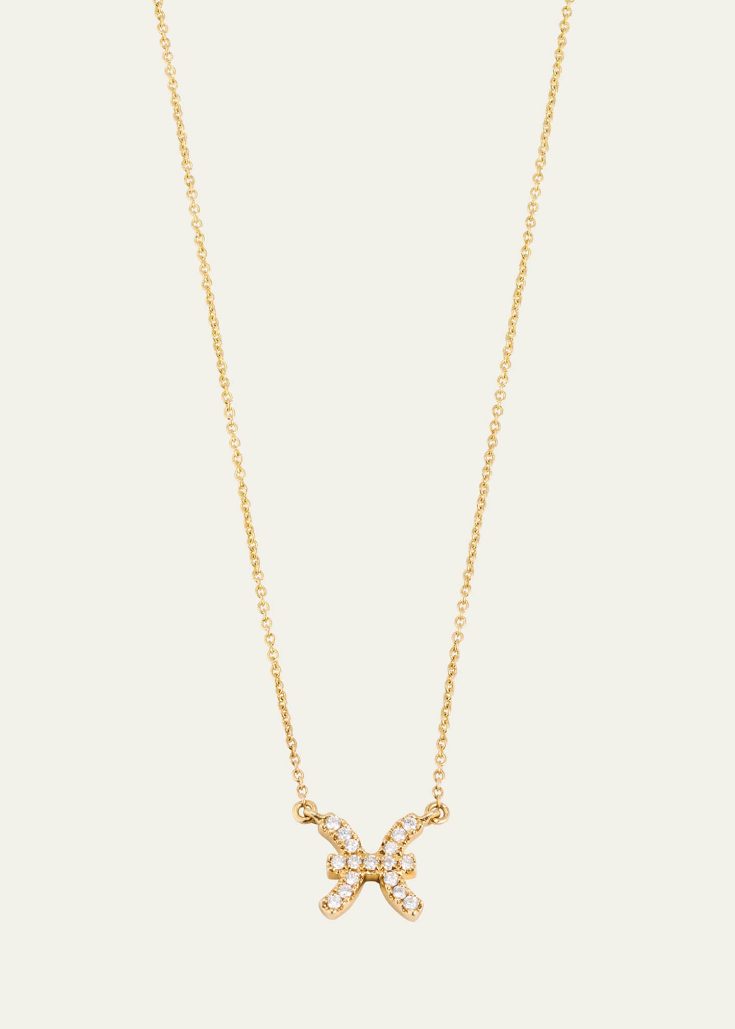 ENGELBERT Star Sign Necklace, Pisces, in Yellow Gold and White Diamonds Image 1 of 4