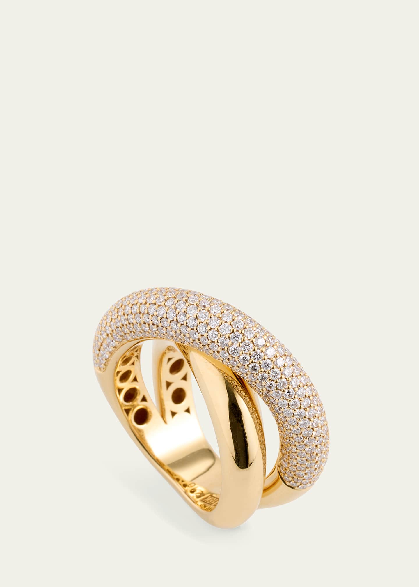 ENGELBERT The Infinity Loop Ring, Big, Half Pavé in Yellow Gold and White Diamonds Image 4 of 4