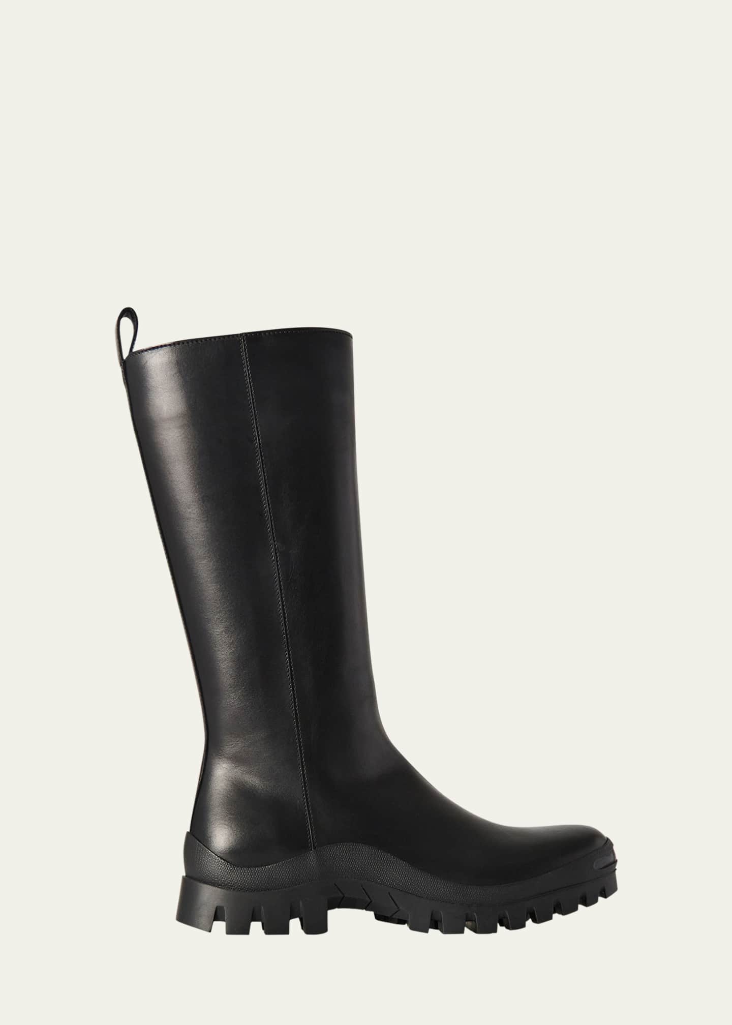 THE ROW Greta Leather Tall Moto Boots - Bergdorf Goodman