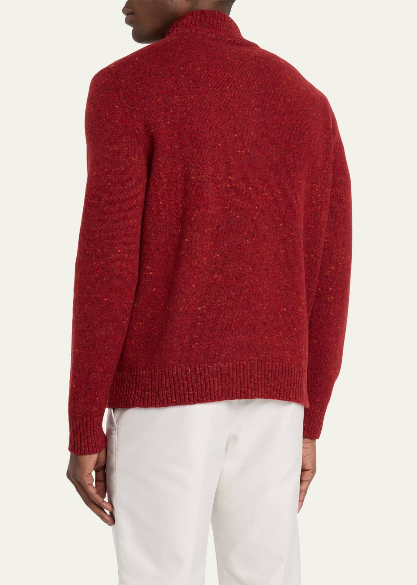 Bergdorf Goodman Men's WoolCashmere Donegal HalfZip Sweater