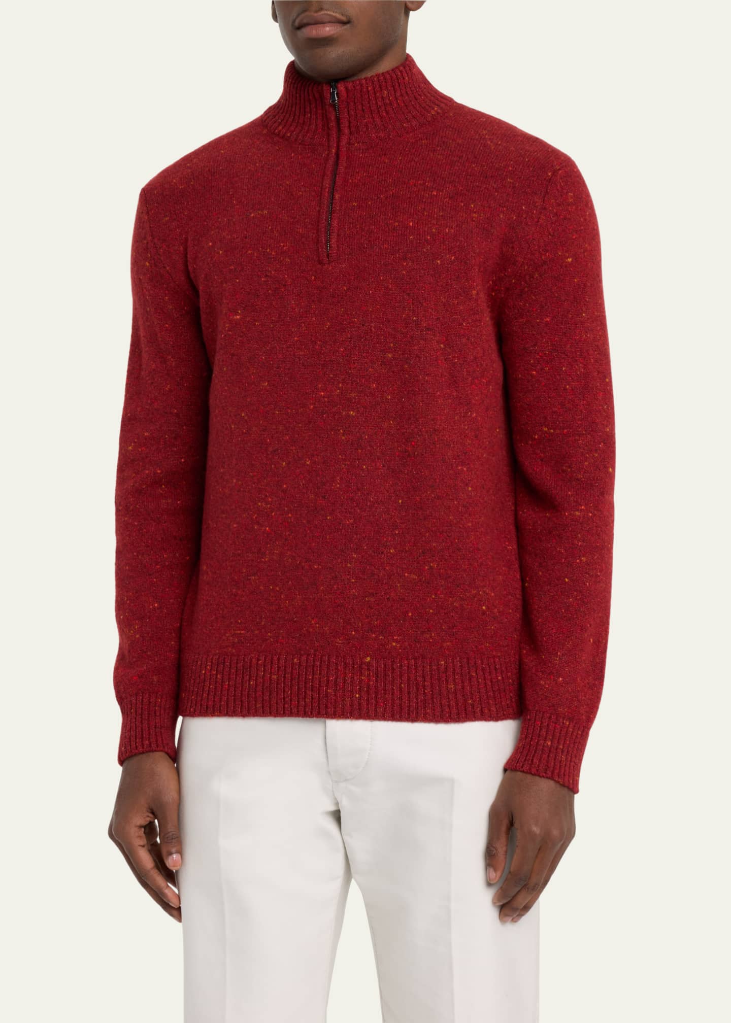 Bergdorf Goodman Men's WoolCashmere Donegal HalfZip Sweater