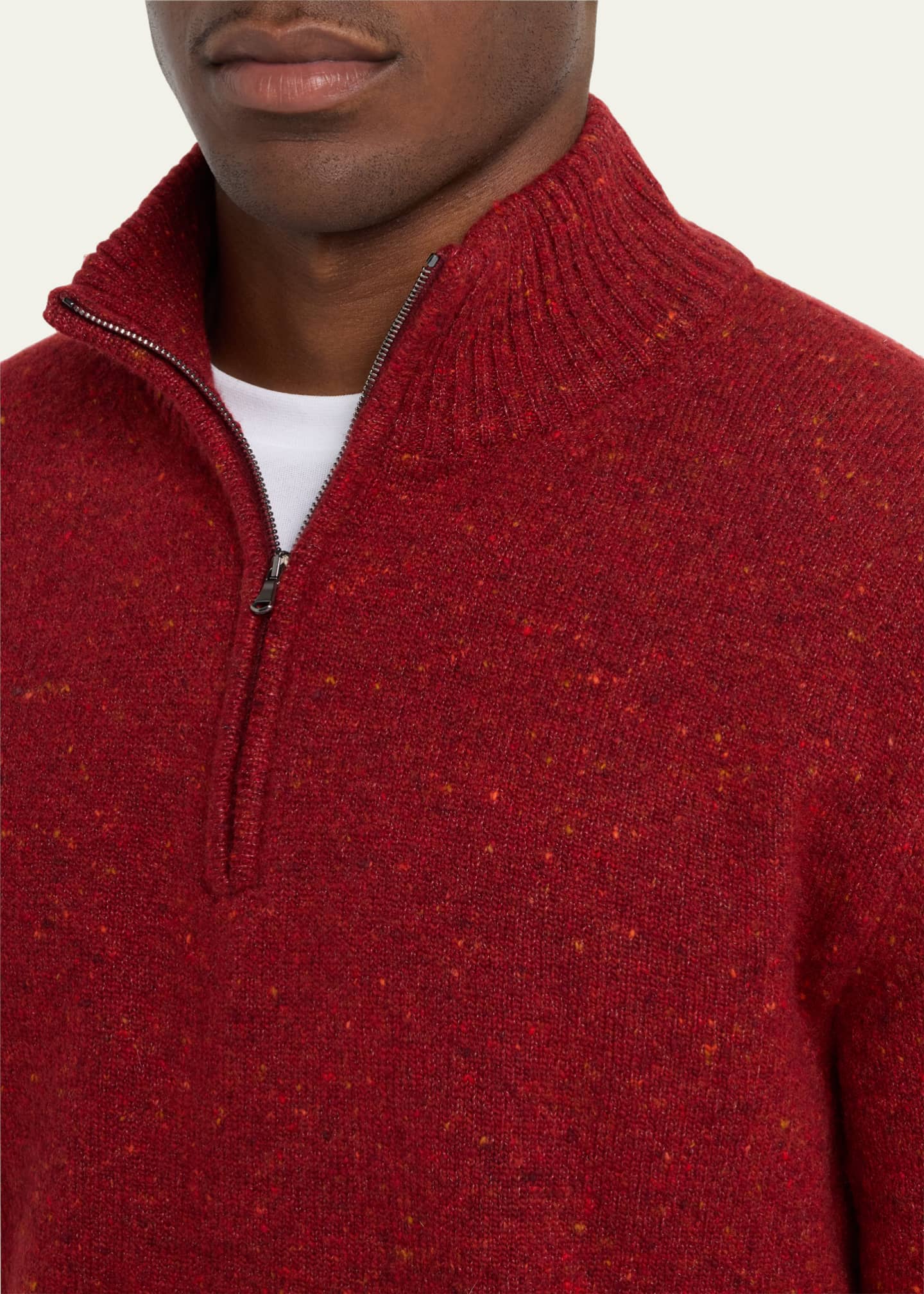 Bergdorf Goodman Men's WoolCashmere Donegal HalfZip Sweater