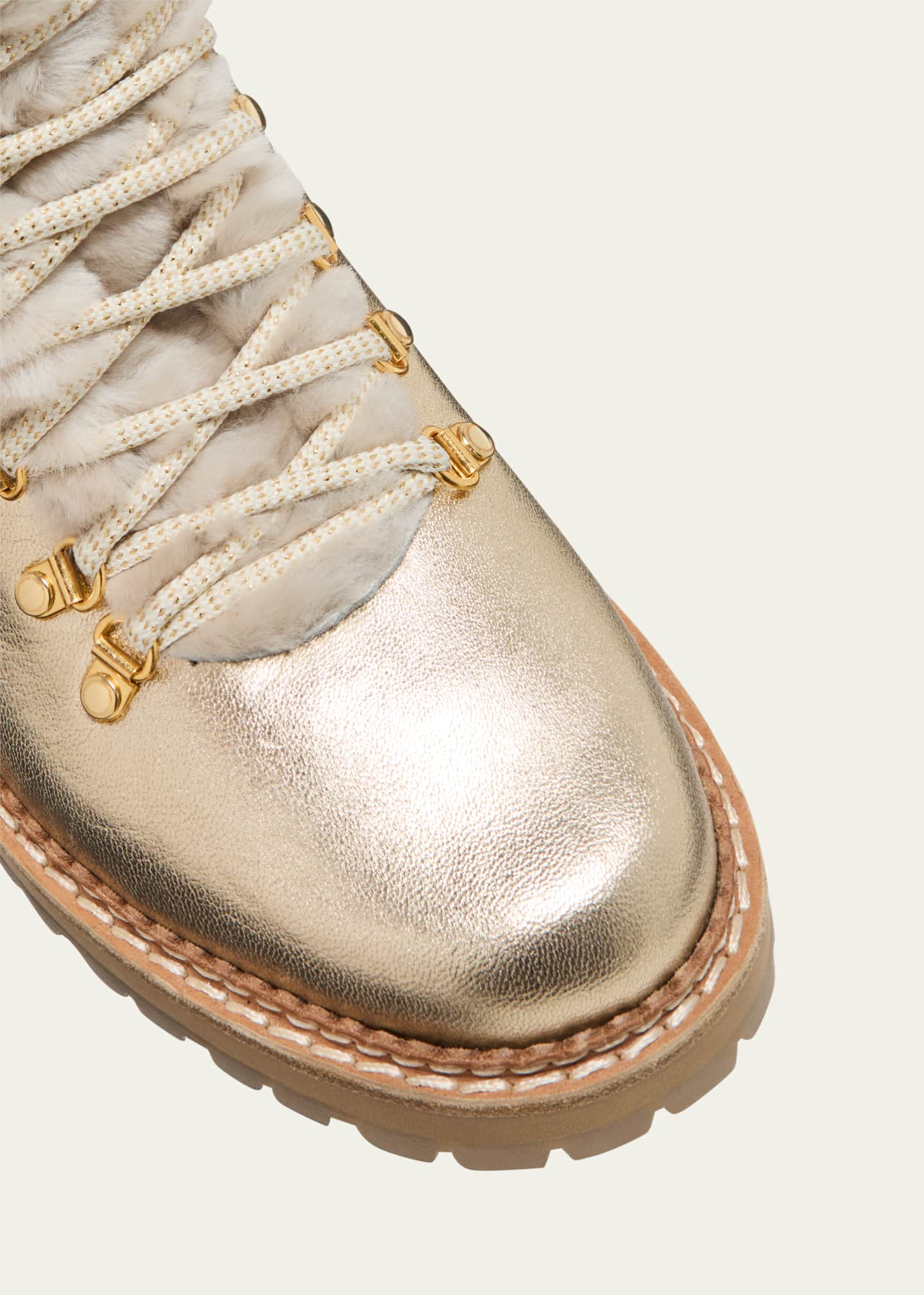 Montelliana 1965 Metallic Leather Shearling-Lined Hiking Boots ...