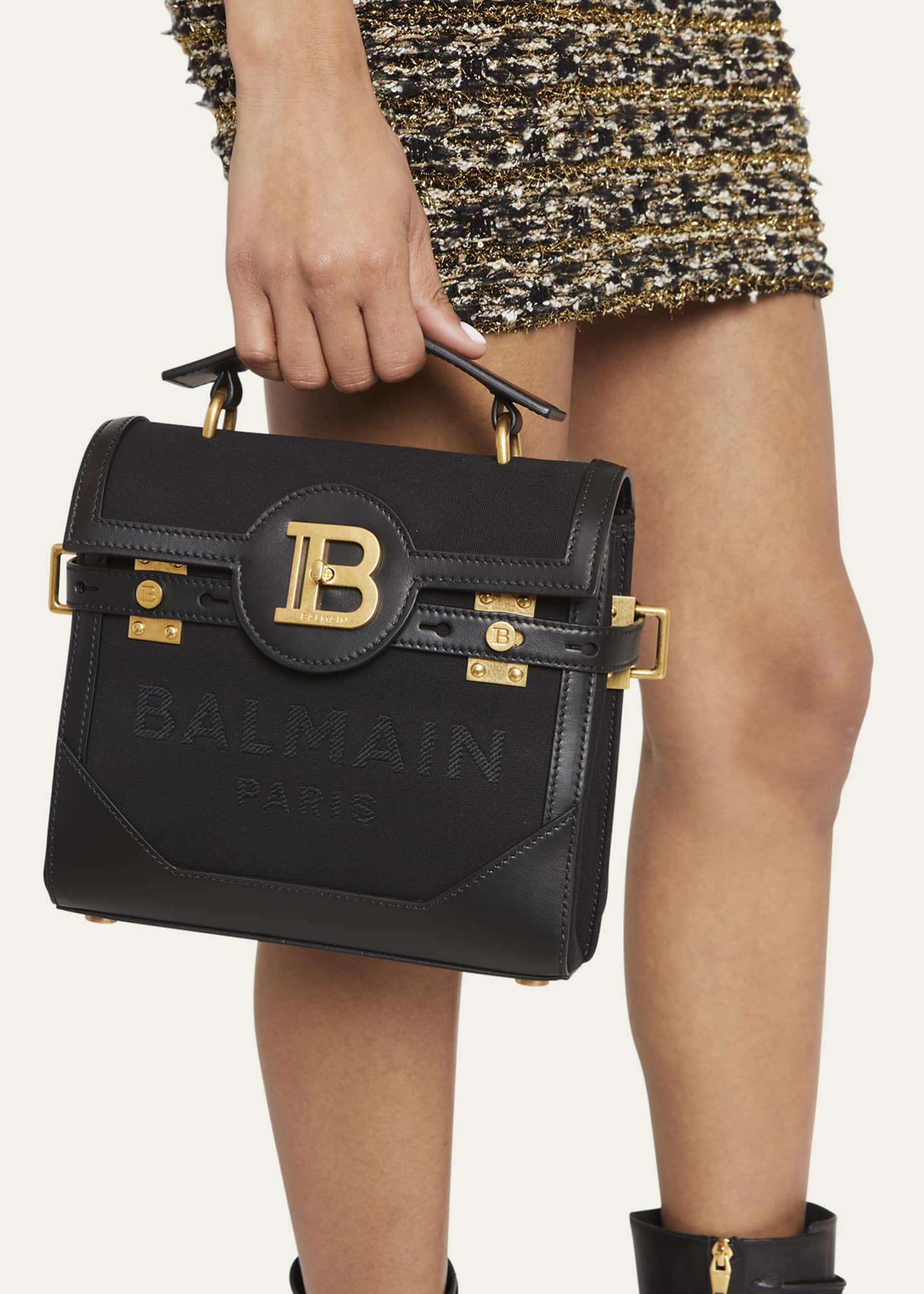 Balmain BBuzz 23 Canvas & Leather Top-Handle Bag