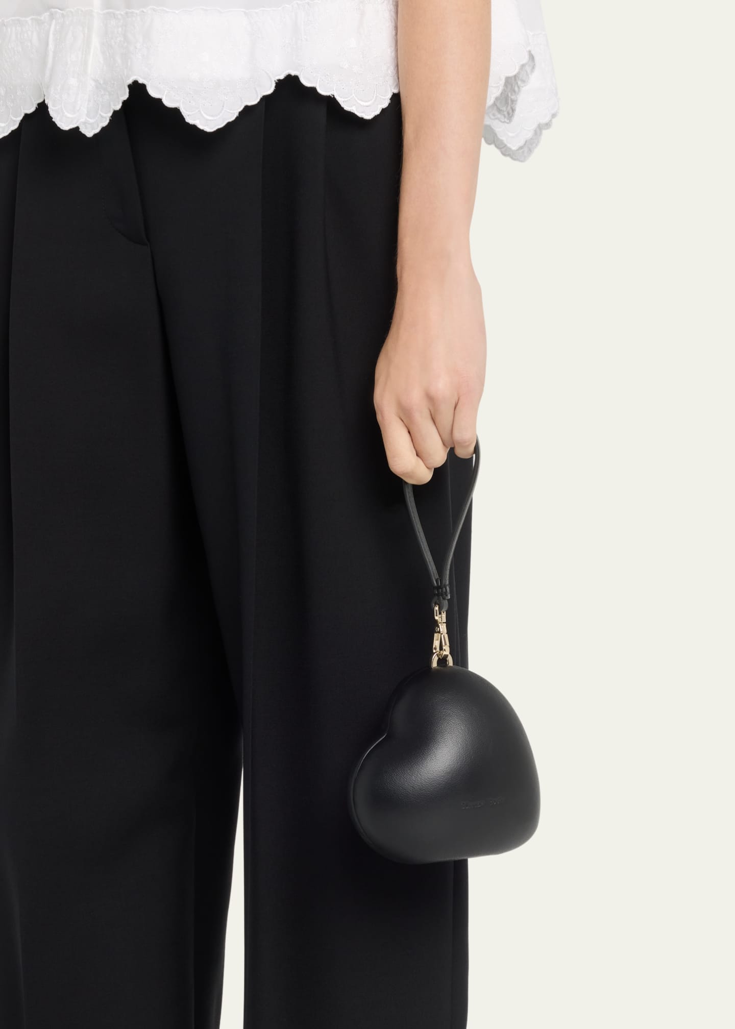 Micro Heart Leather Shoulder Bag in Black - Simone Rocha