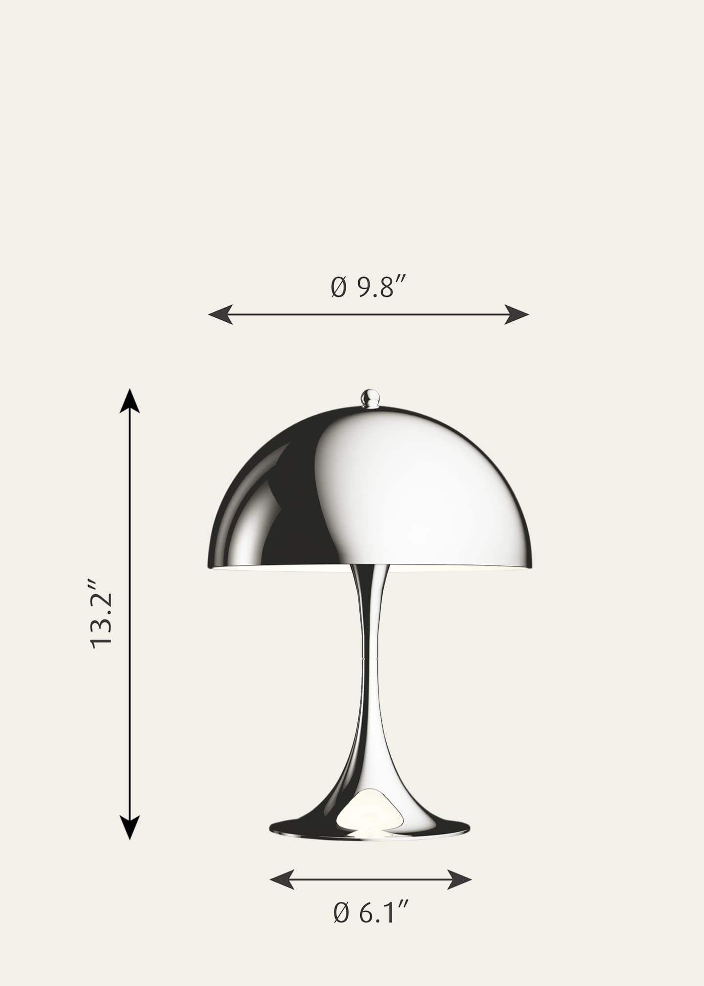 Louis Poulsen Panthella 250 Table Lamp, High Luster Chrome-Plated Image 2 of 5