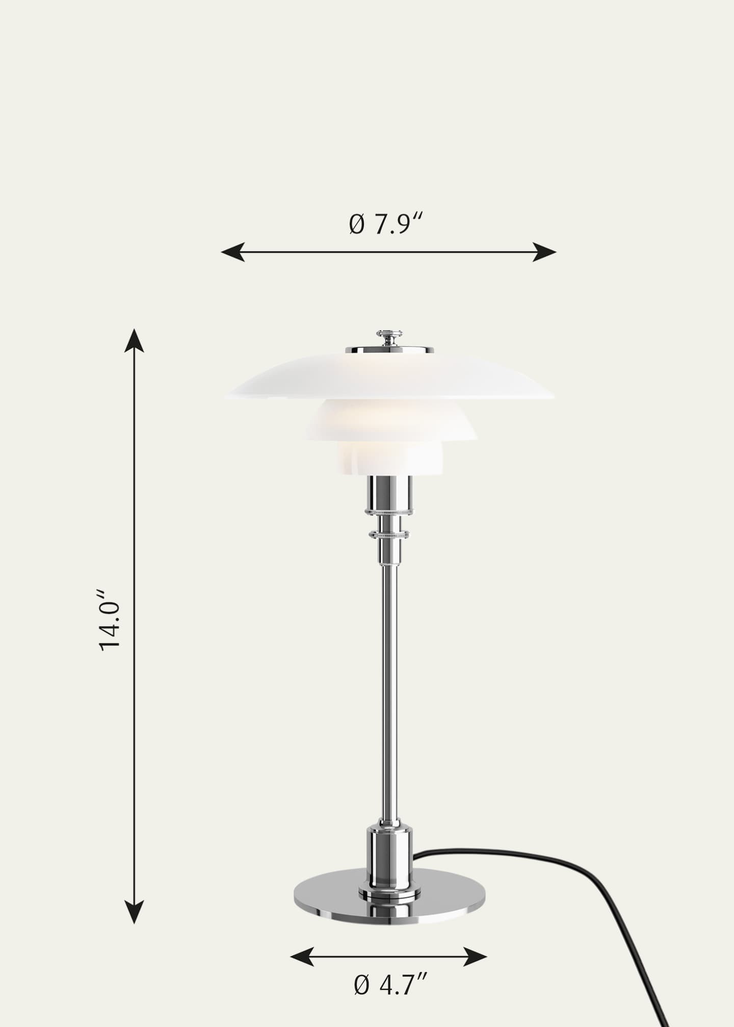 Louis Poulsen PH 2/1 Chrome-Plated Table Lamp Image 2 of 5