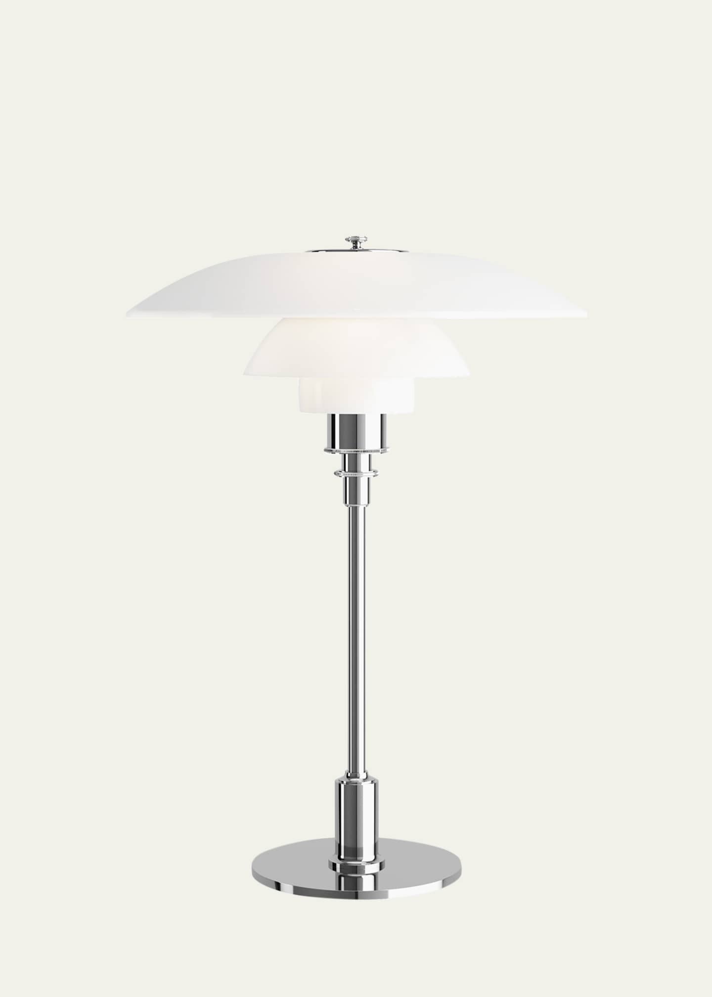 Louis Poulsen table lamp opal glass PH 3/2, Chrome plated