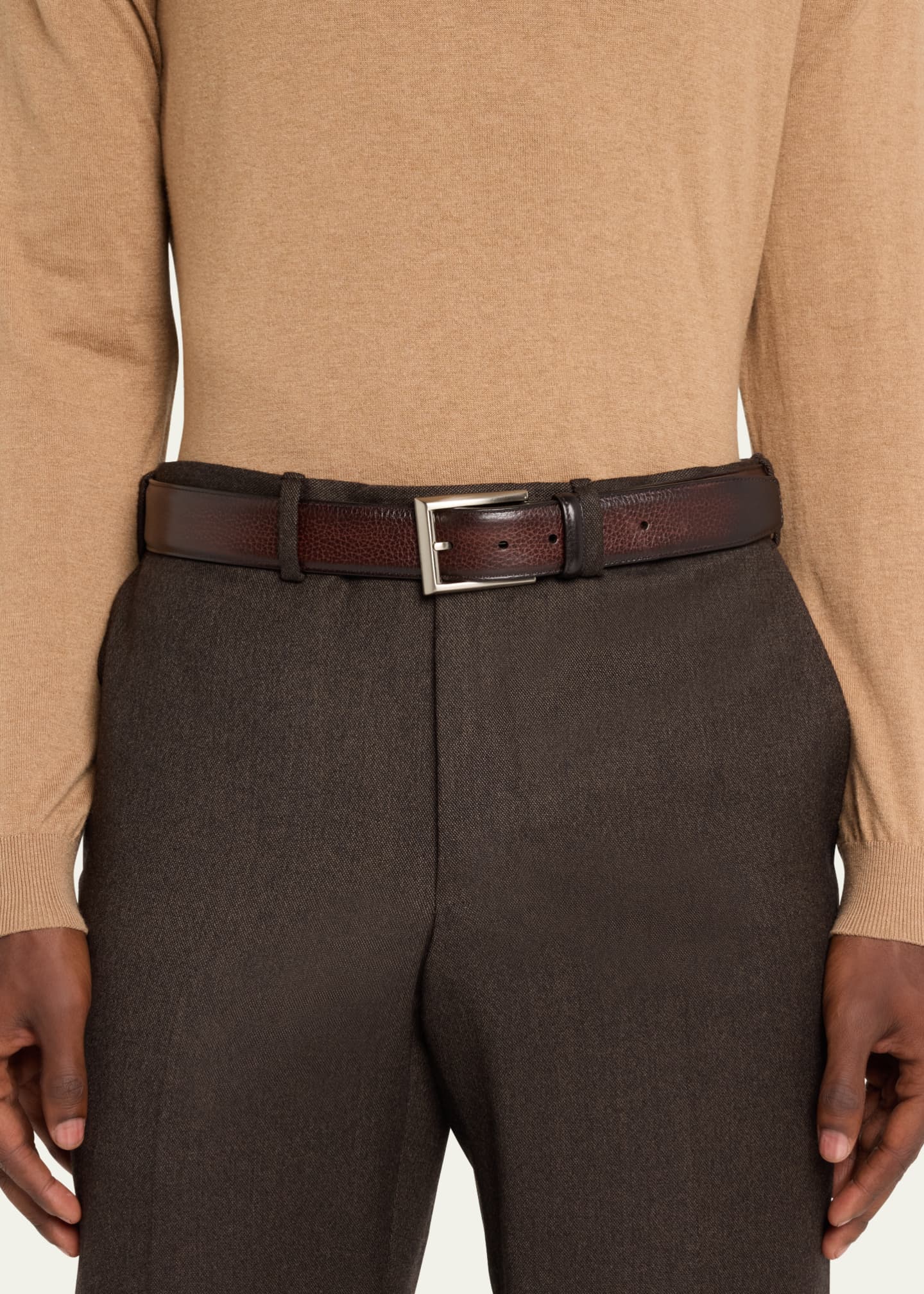 Magnanni Men's Rocas Pebbled Leather Belt Image 2 of 3