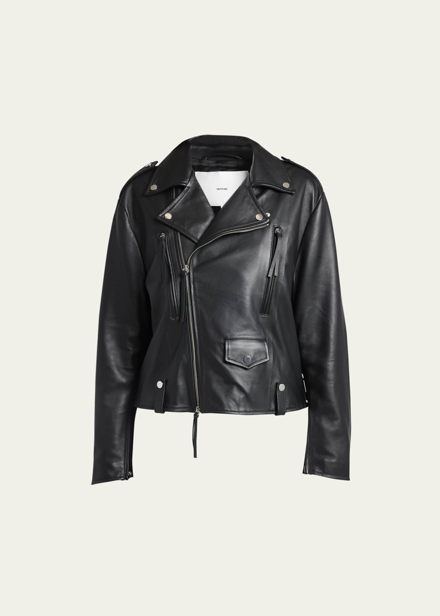SETCHU Zip-Sleeve Leather Biker Jacket - Bergdorf Goodman