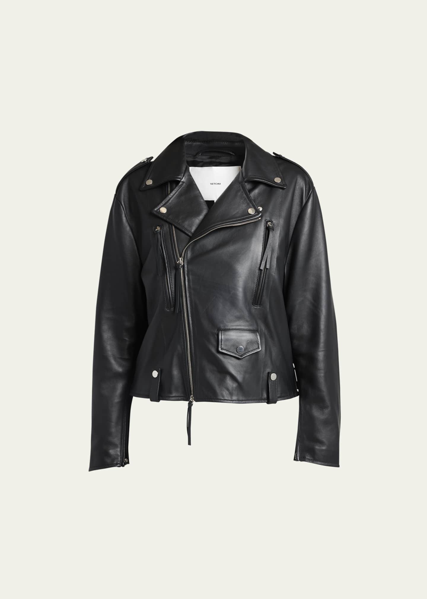 SETCHU Zip Sleeve Leather Biker Jacket Bergdorf Goodman