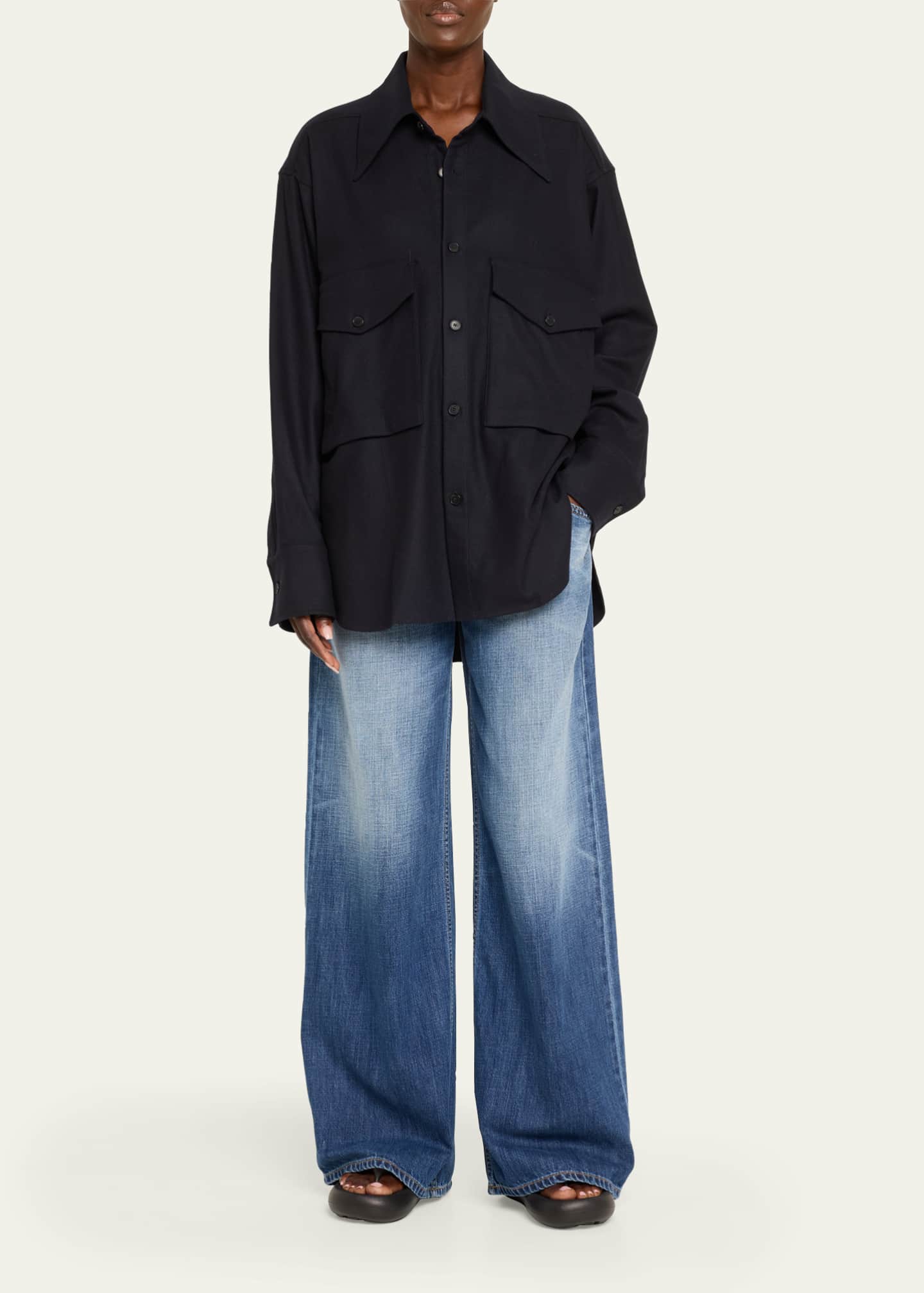Oversized Button Down Wool Cashmere Top