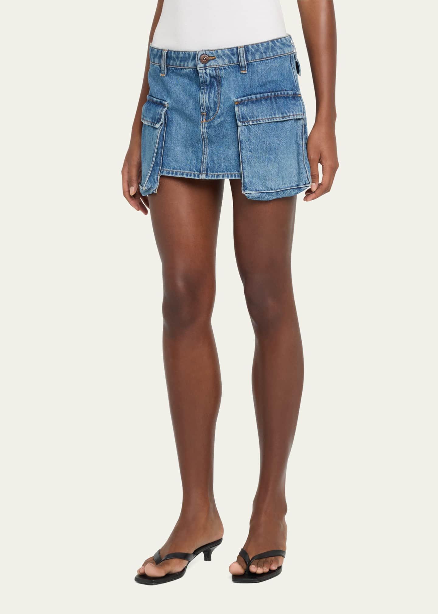 3x1 Celine Low Rise Denim Cargo Skirt