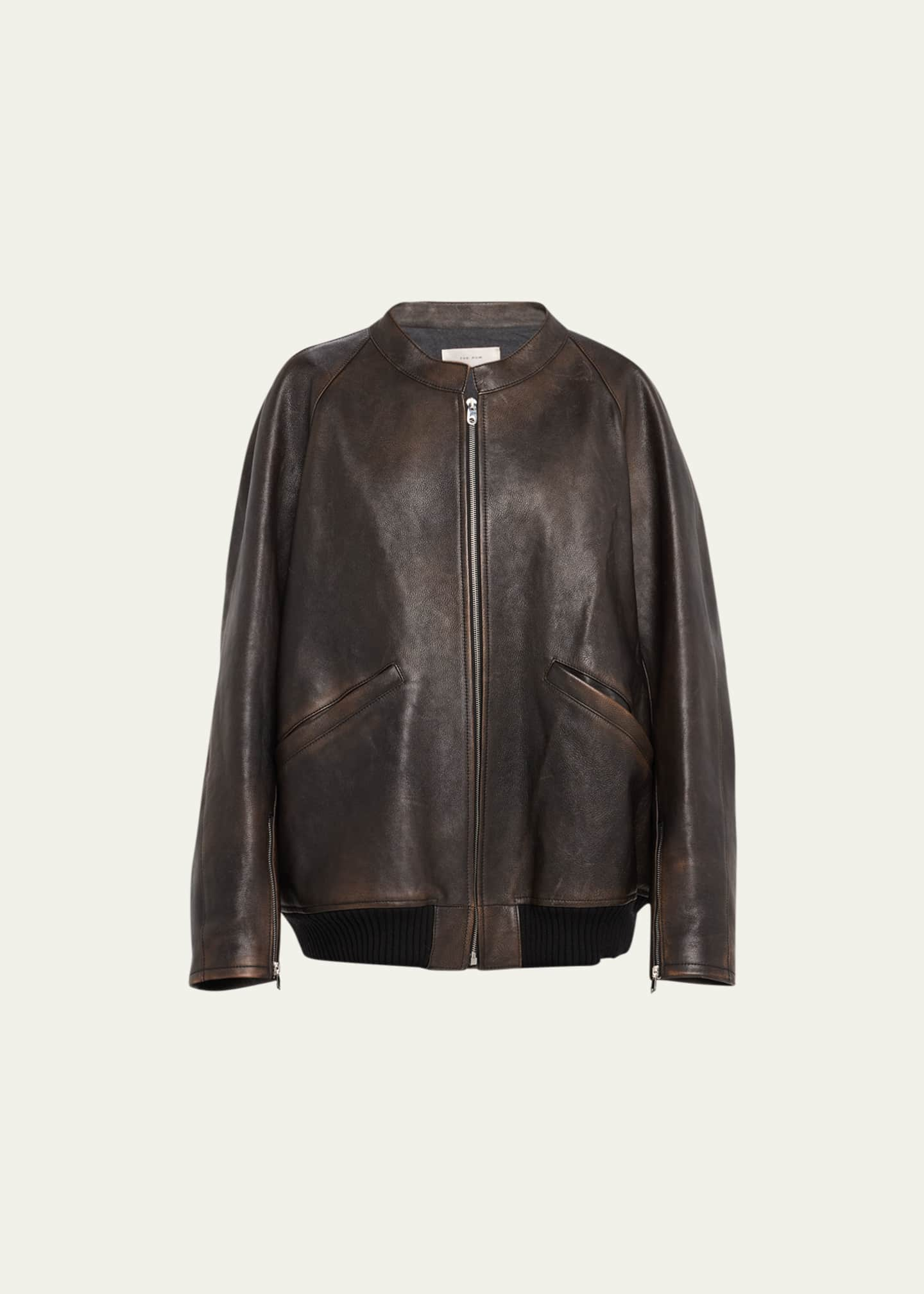 THE ROW Kengia Leather Bomber Jacket - Bergdorf Goodman