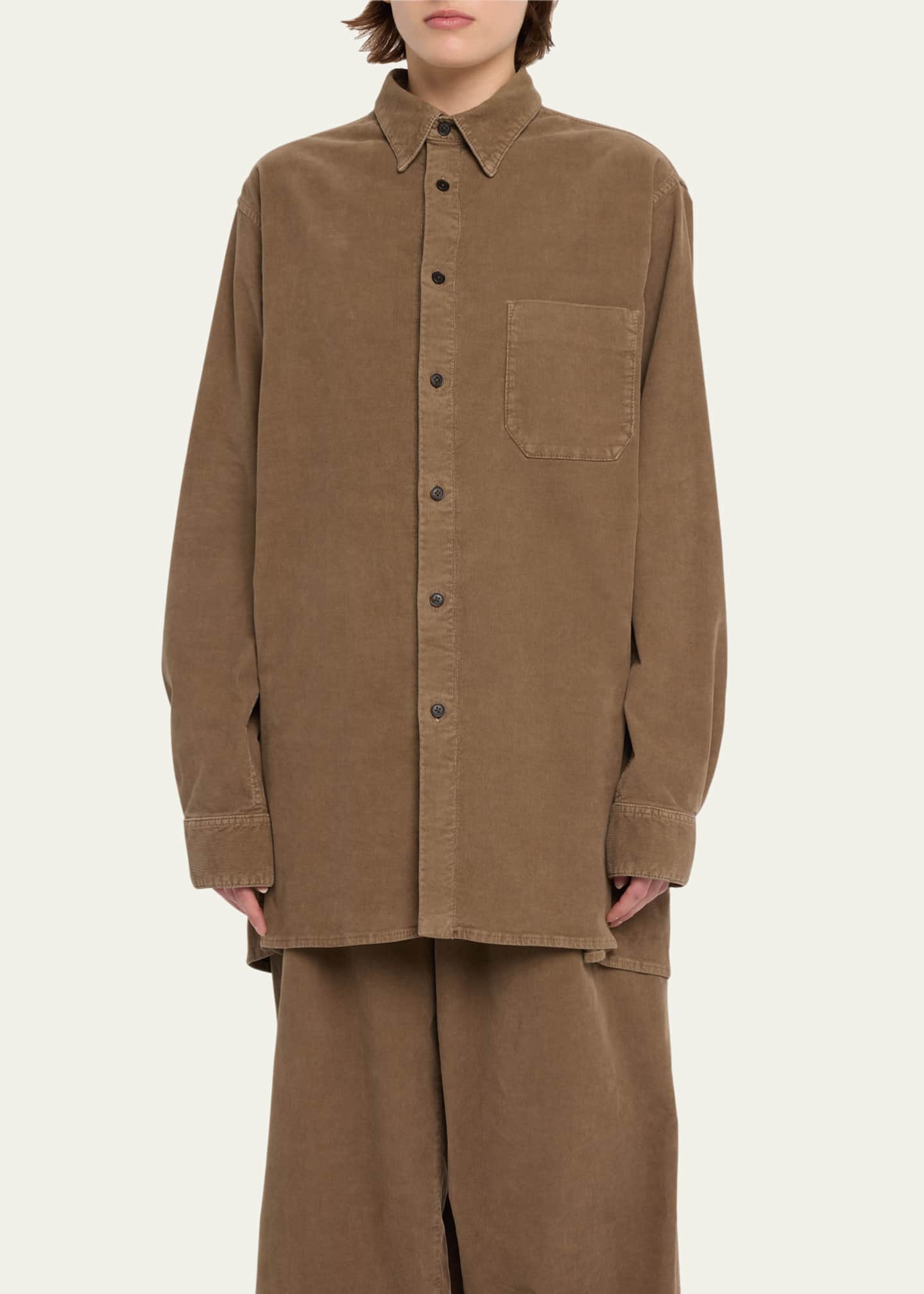 THE ROW Idro Corduroy Collared Shirt Image 4 of 5