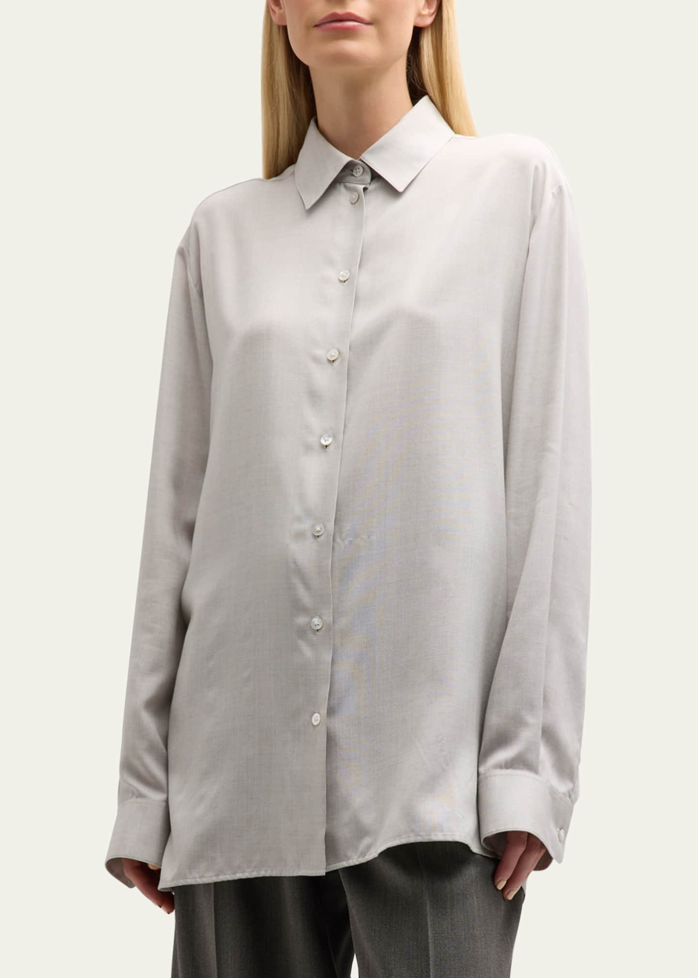 THE ROW Sisilia Button-Front Silk Shirt