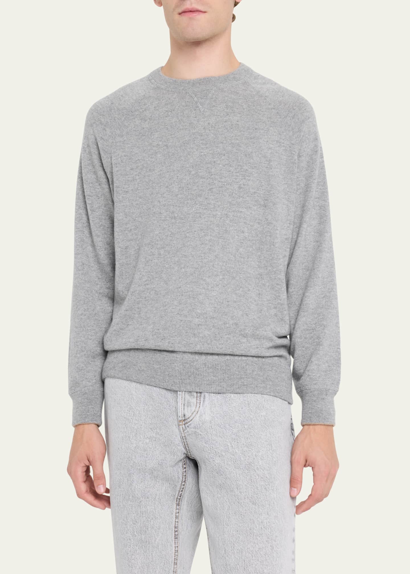 Brunello Cucinelli Men's Cashmere Raglan Crewneck Sweater Image 4 of 5