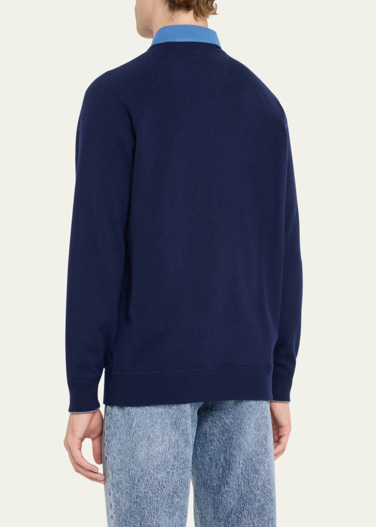 Brunello Cucinelli Men's Cashmere Raglan Crewneck Sweater Image 3 of 5
