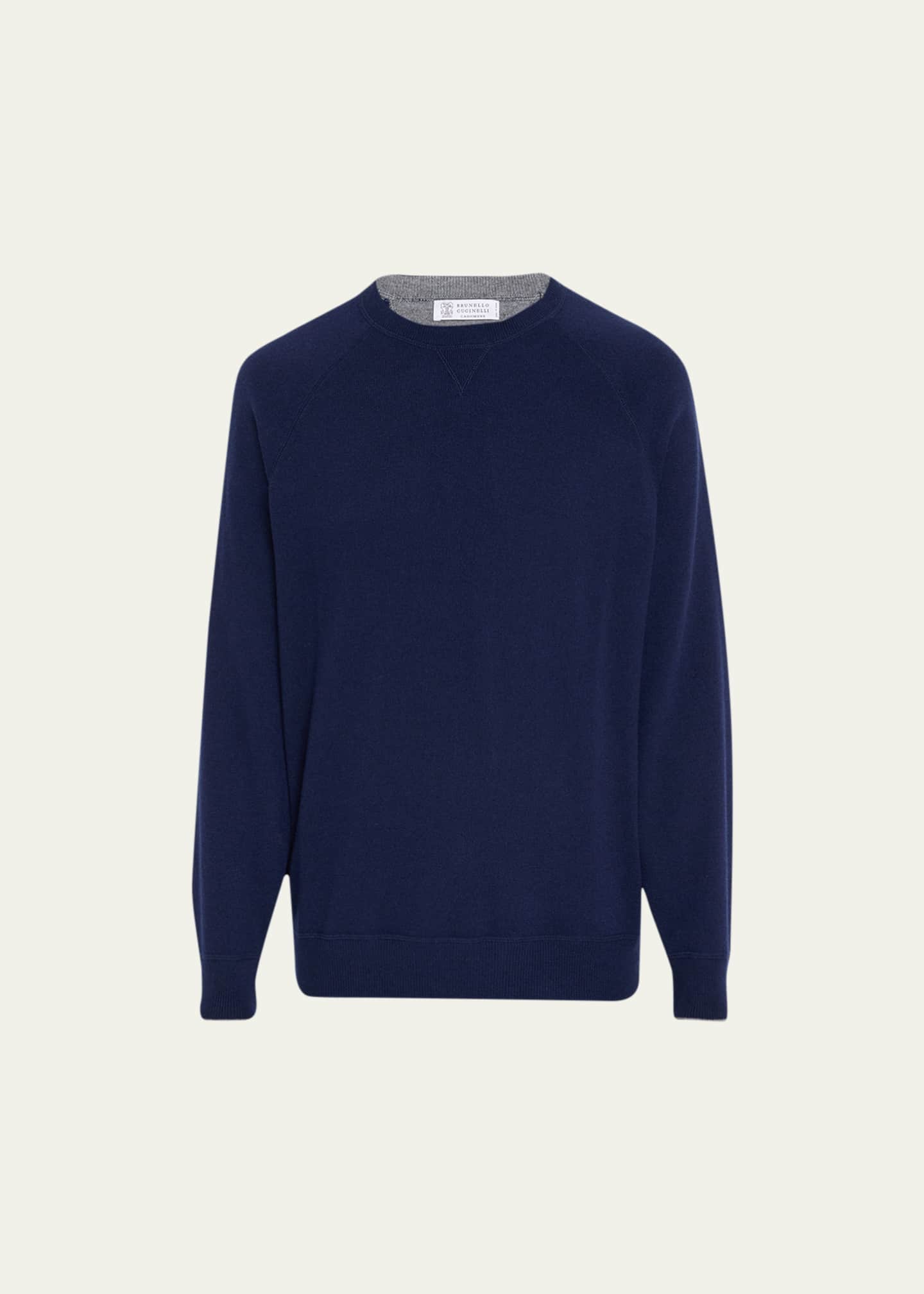 Brunello Cucinelli Men's Cashmere Raglan Crewneck Sweater Image 1 of 5