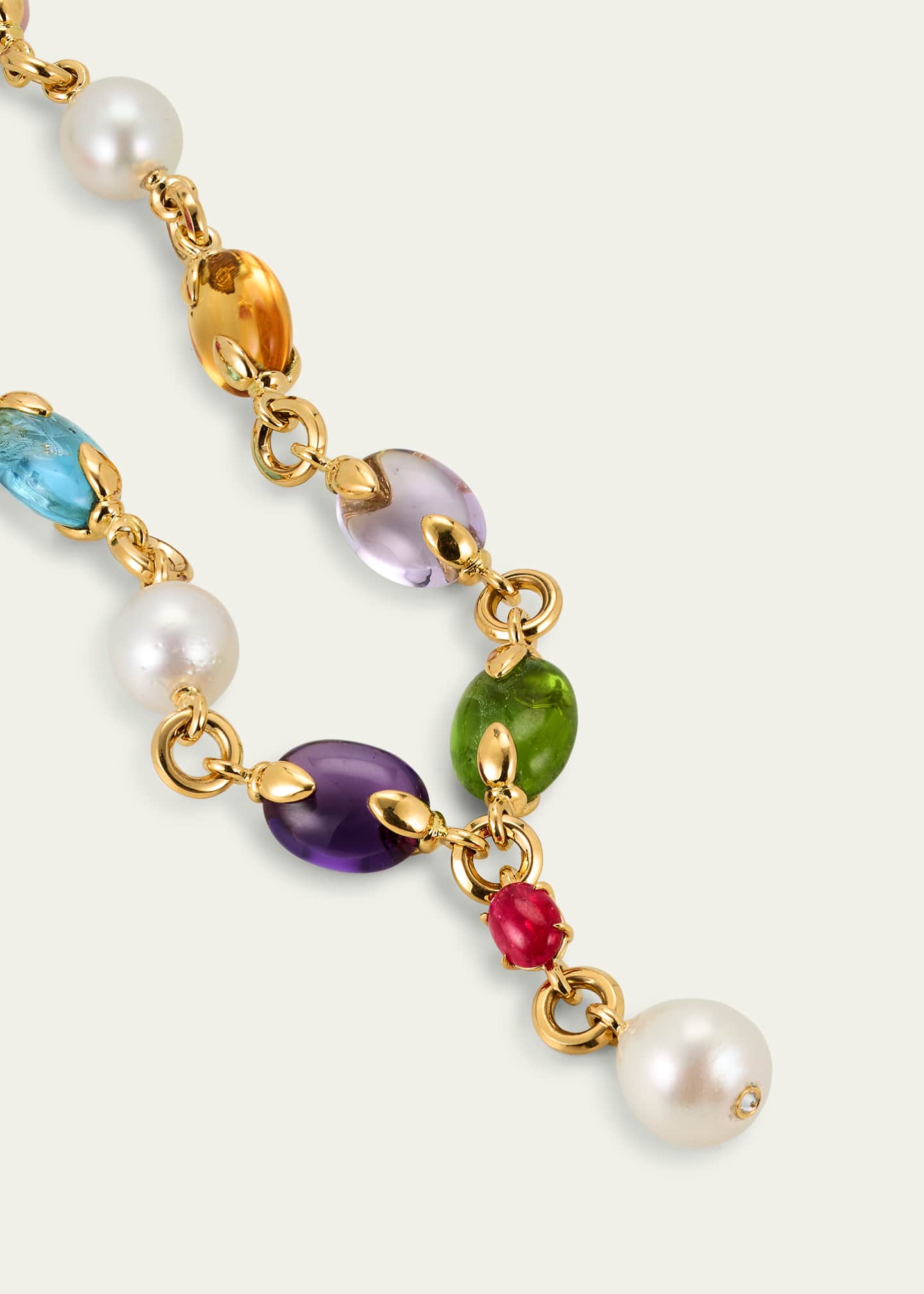 Verdura Fulco Y 18K Yellow Gold Necklace with South Sea Pearls, Diamonds, and Precious Gemstones Image 3 of 4