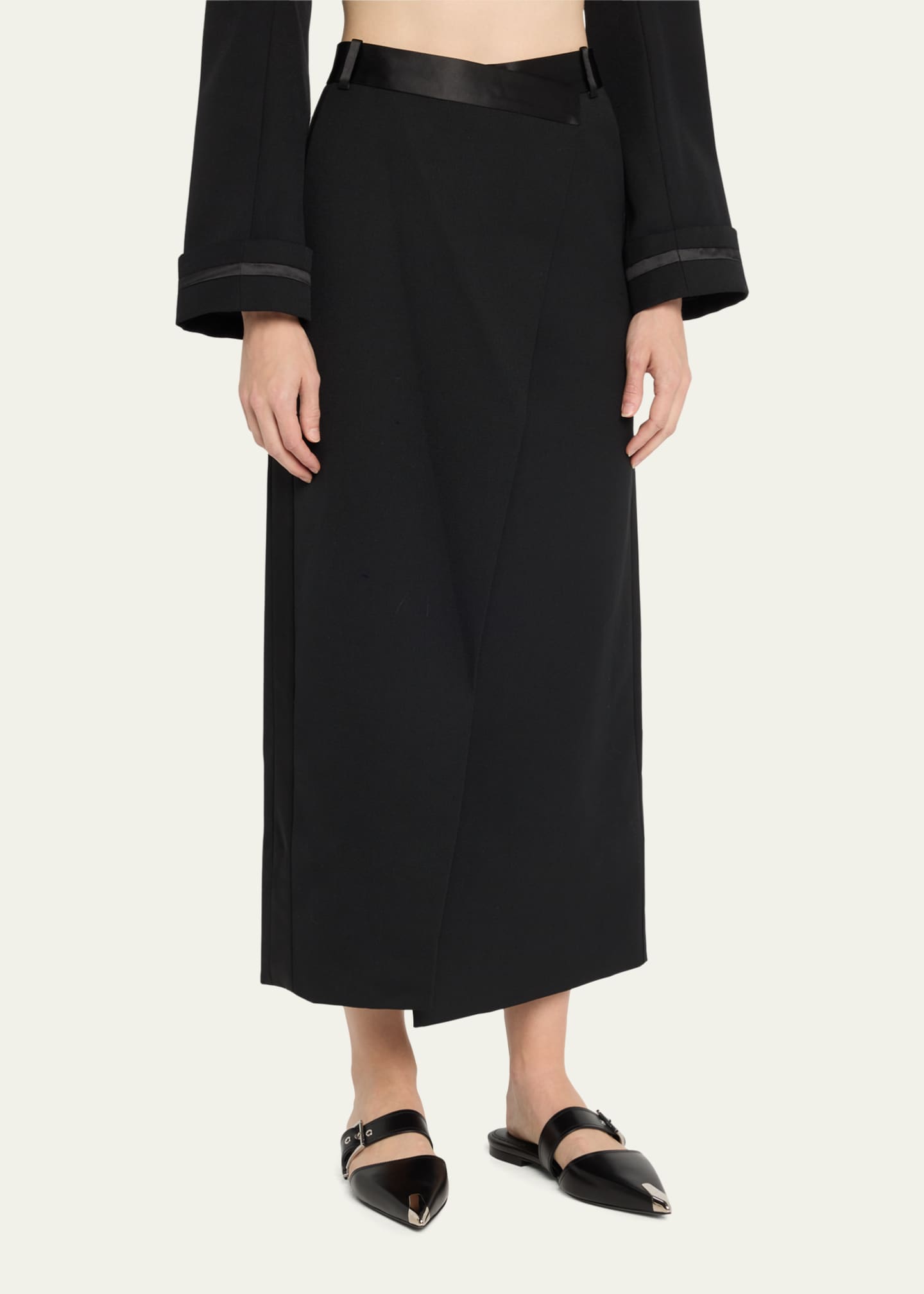 SIMKHAI Clarisse Satin Combo Overlapping Maxi Skirt - Bergdorf Goodman