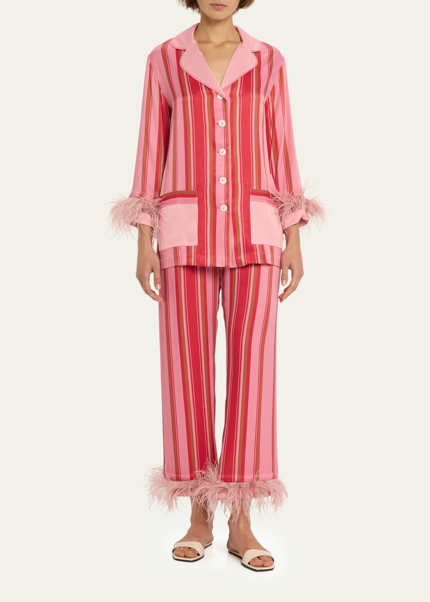 Sleeper feather trim pajamas discount