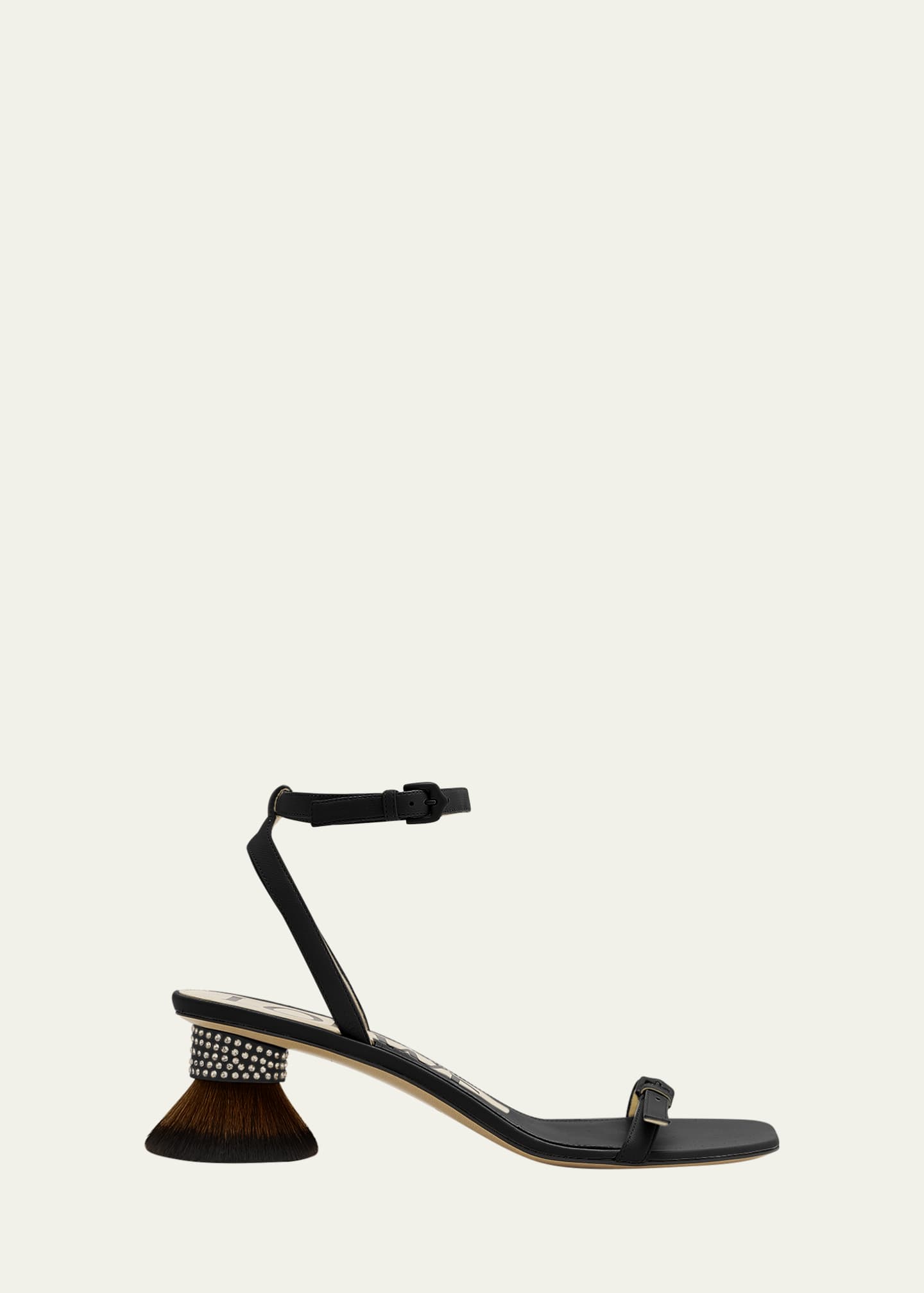 Loewe Petal Brush-Heel Leather Sandals - Bergdorf Goodman