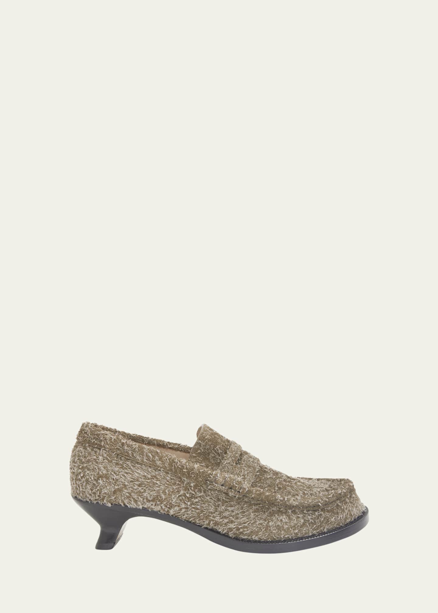 Loewe Terra Suede Kitten Heel Penny Loafers Bergdorf Goodman